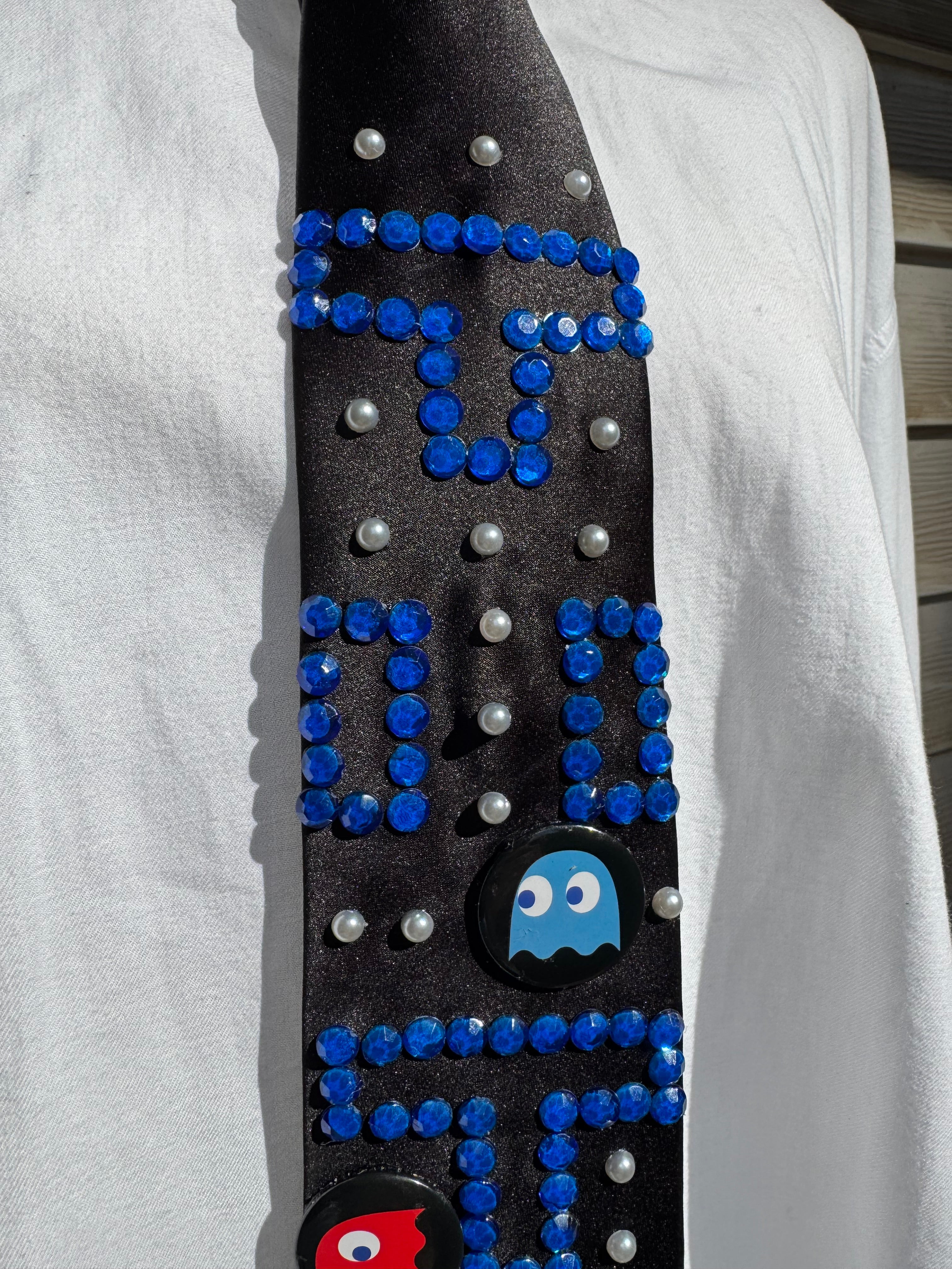 Black Silk Pac-Man Video Game Tie