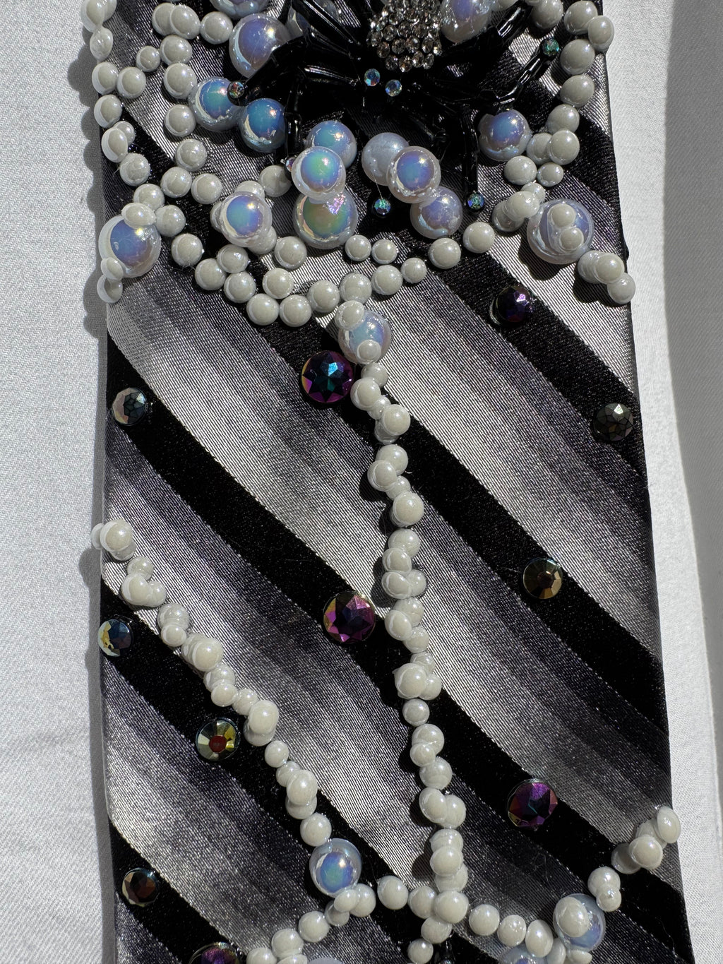 White and Black Striped Spiders Nature Royalty Tie