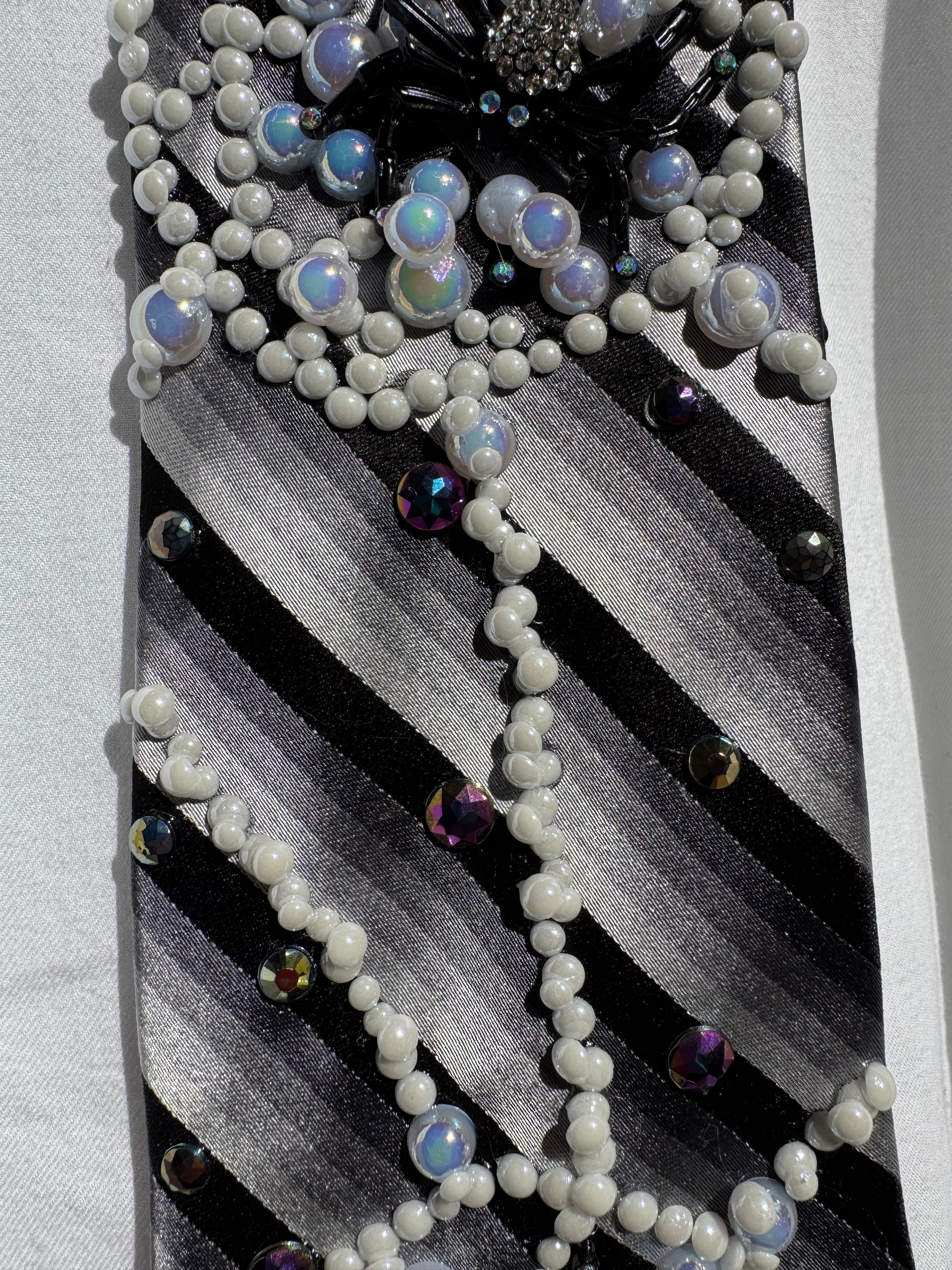 White and Black Striped Spiders Nature Royalty Tie