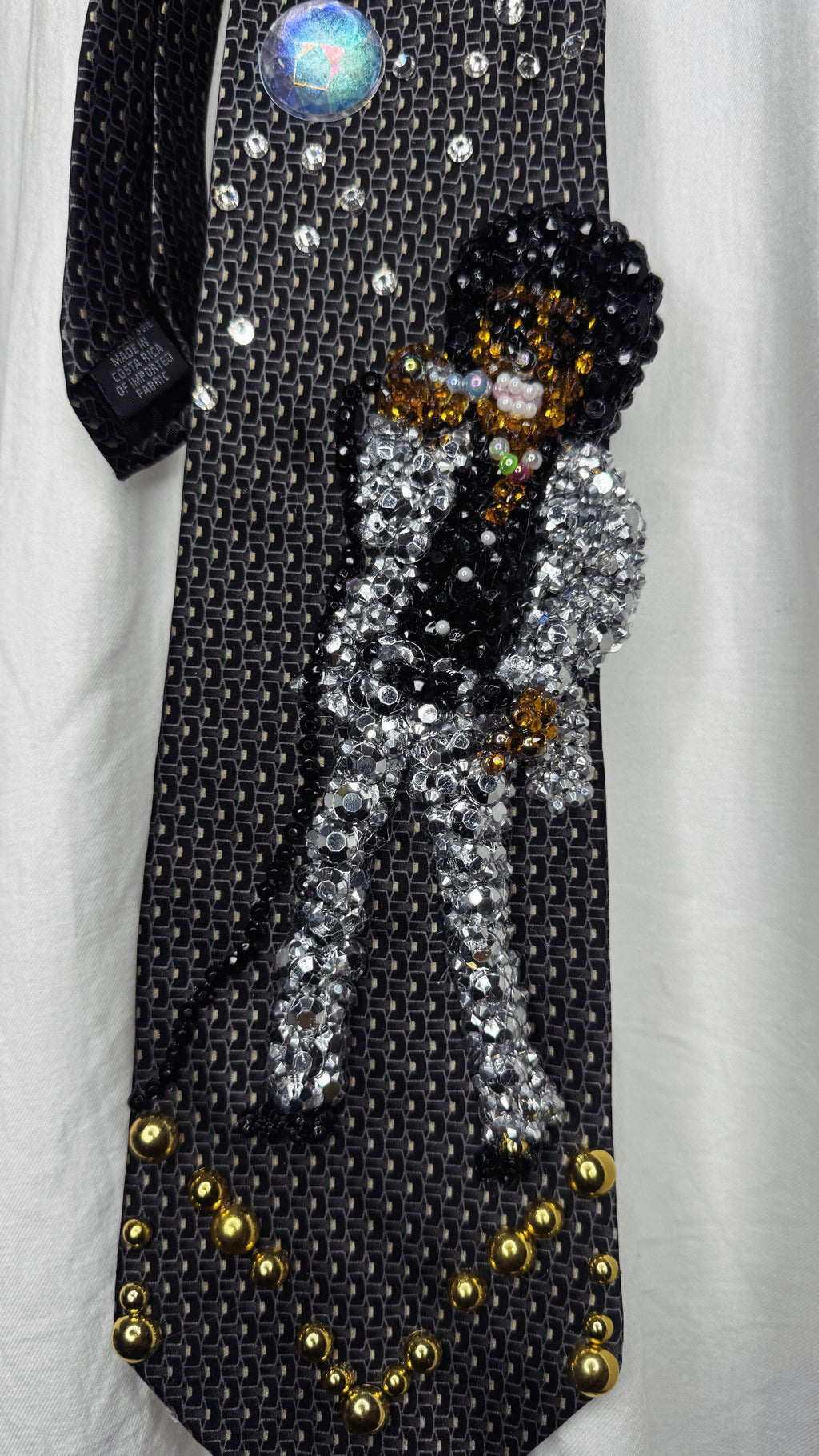 Dark Grey Teen Michael Jackson Singing on Tv in Al Silver Outfit Black Polo Sept 7th 1975 Tie