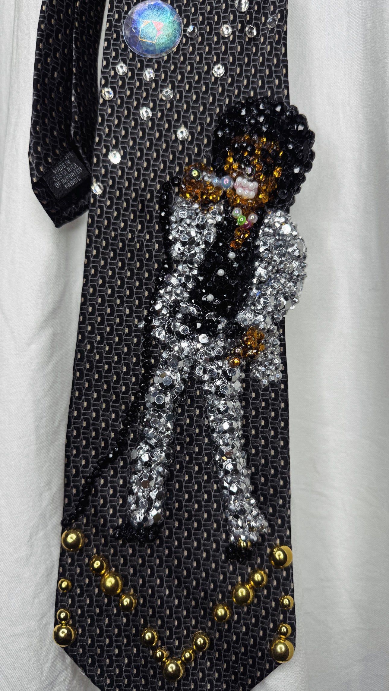 Dark Grey Teen Michael Jackson Singing on Tv in Al Silver Outfit Black Polo Sept 7th 1975 Tie