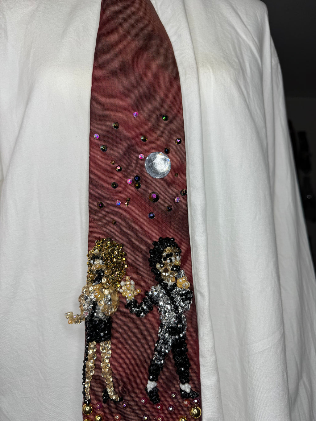 Fire Red Michael Jackson & Sheryl Crow Singing “I just Cant Stop Loving You” Live Wembly Concert for Bad Tour 1988 Tie