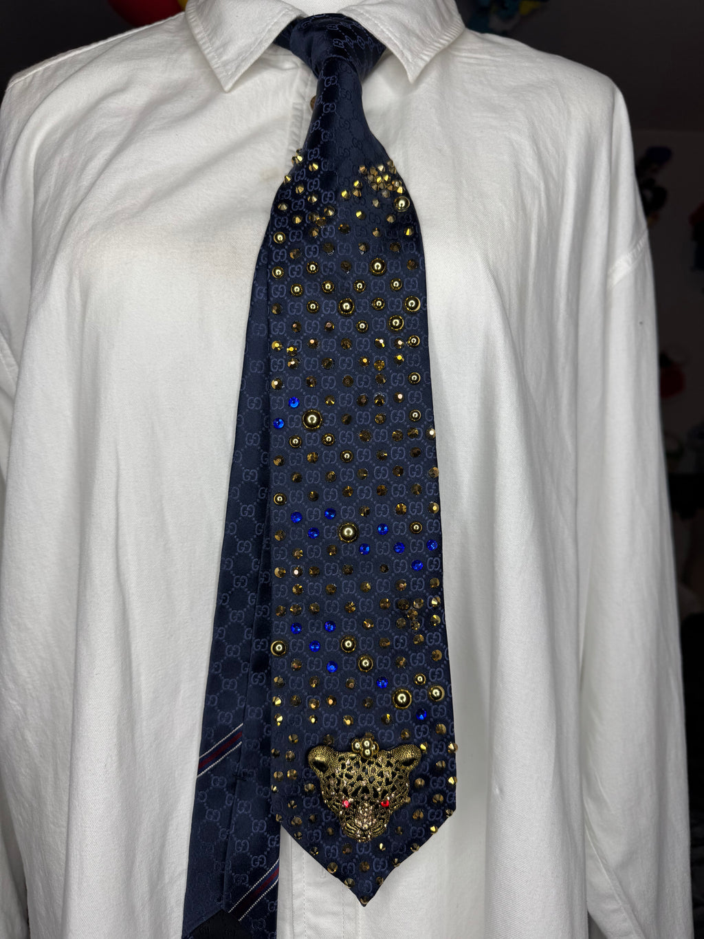 Navy Blue Mad Jaguar Double G High Class Royalty Tie