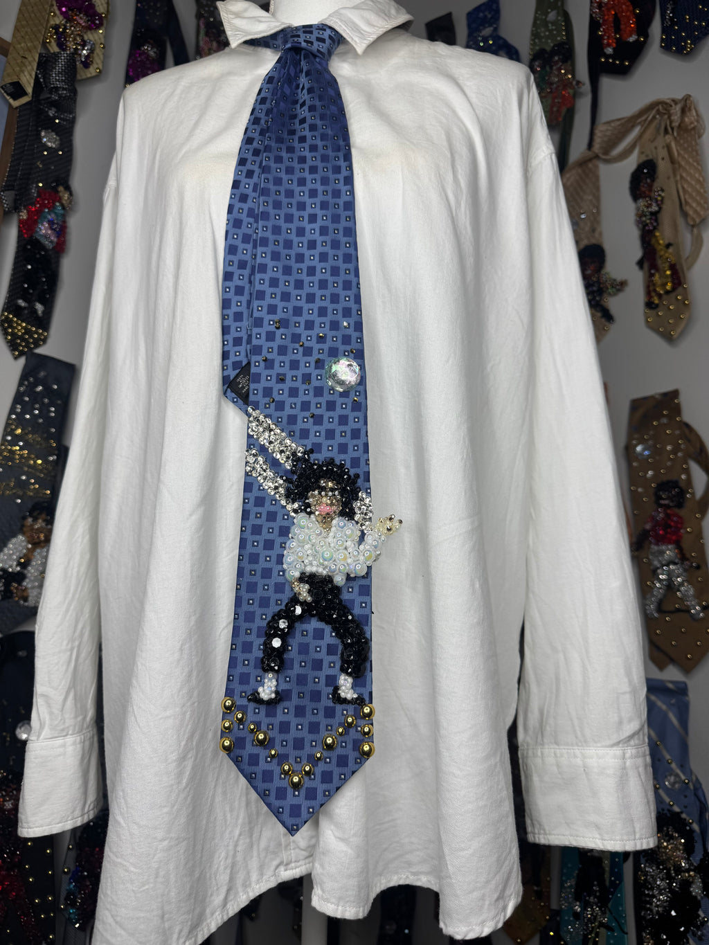 Blue Michael Jackson Hitting Wide Leg Arm Up & at Crotch Pose In Ghosts Short Film
