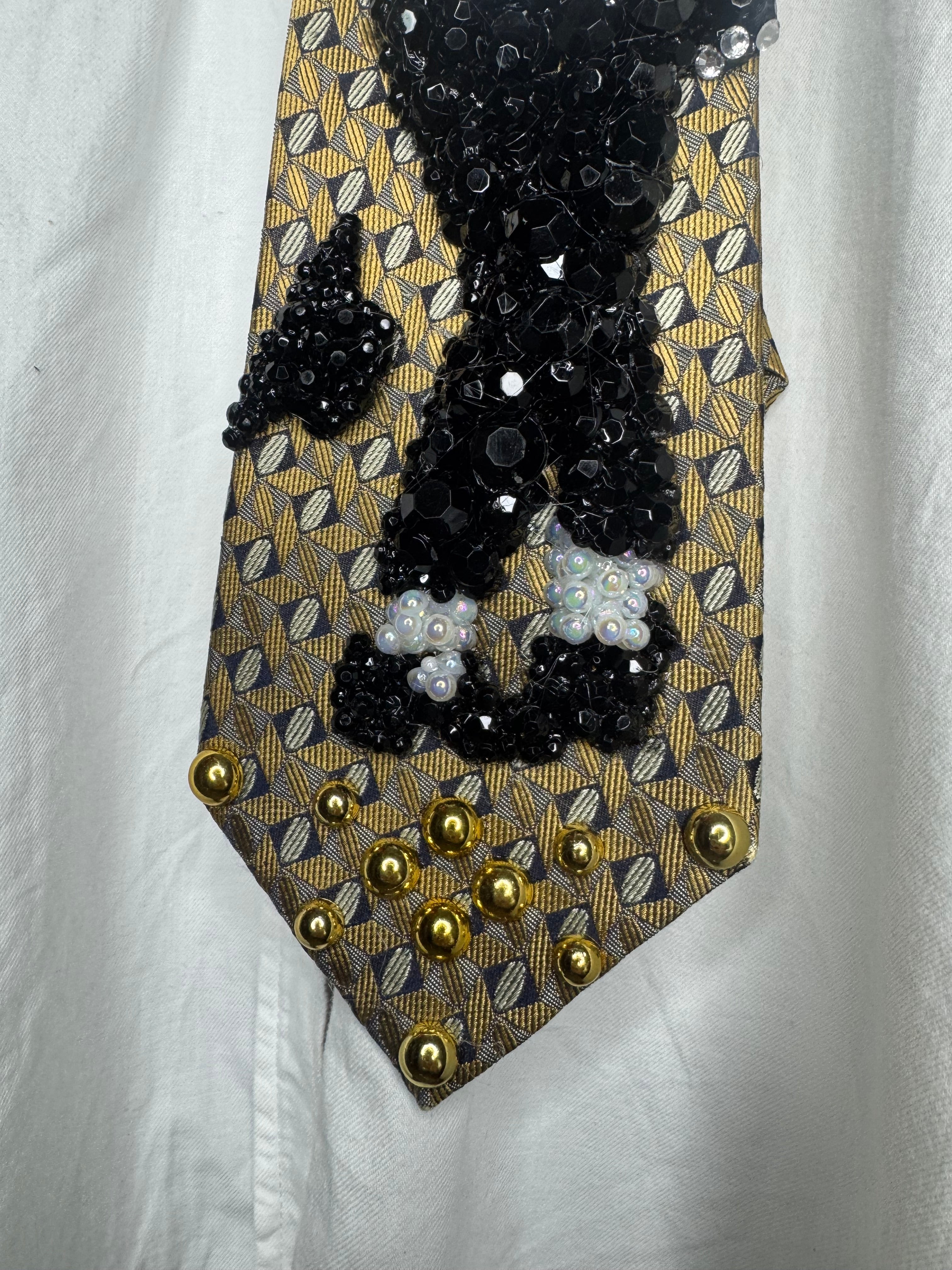 Gold Michael Jackson Throwing Fedora Hat to Billie Jean at MTV Awards 1995 Tie