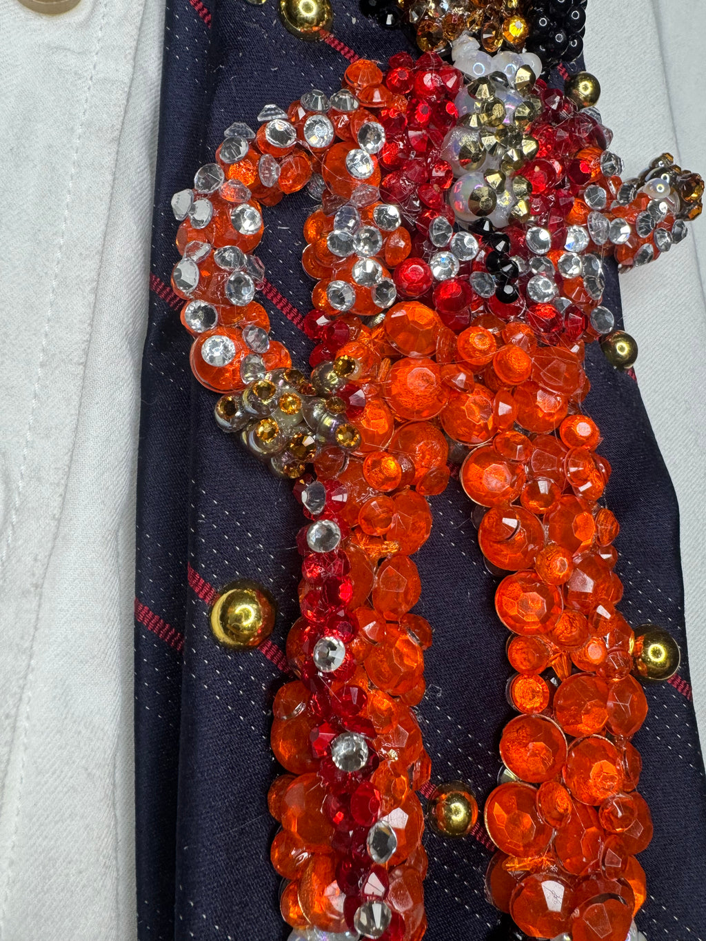 Navy Blue Teen Michael Jackson Orange Outfit Hitting Robot Walk Jackson 5 1975 Tie