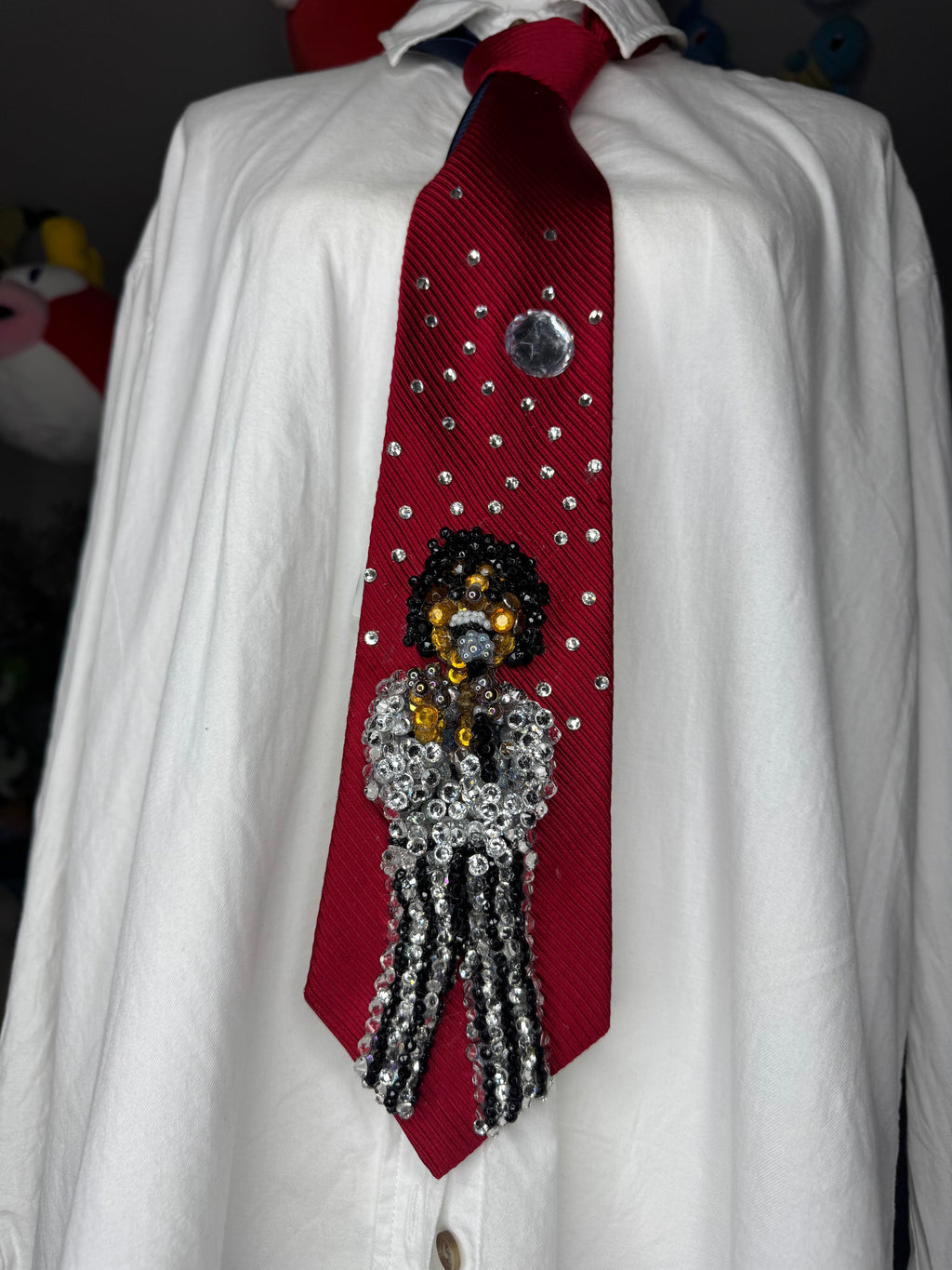Red Michael Jackson Singing Happily In Rock With You Music Video Tie