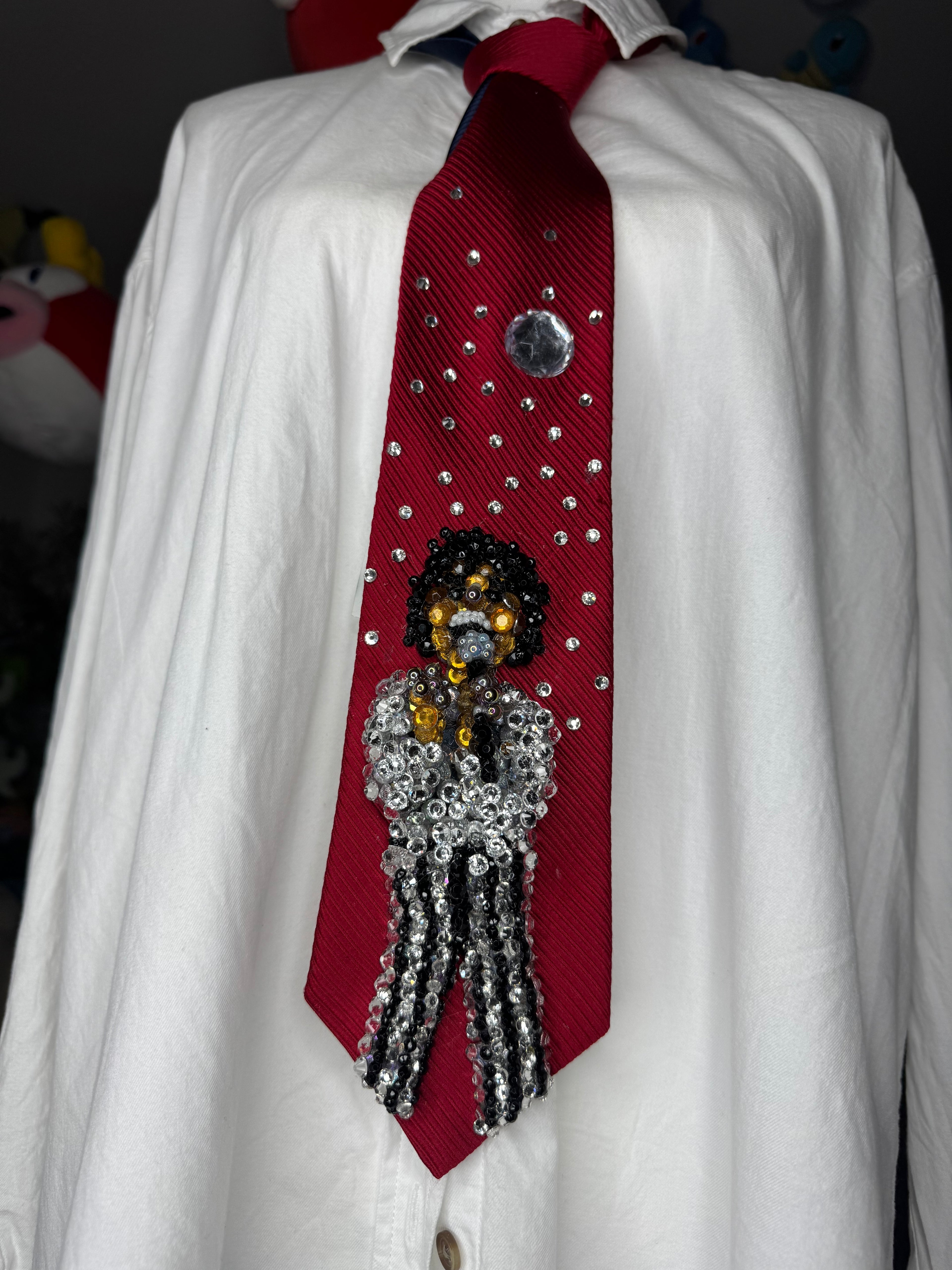 Red Michael Jackson Singing Happily In Rock With You Music Video Tie