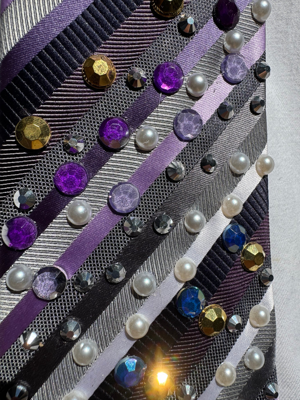 Purple and Grey Striped Anchored Nautical Tie