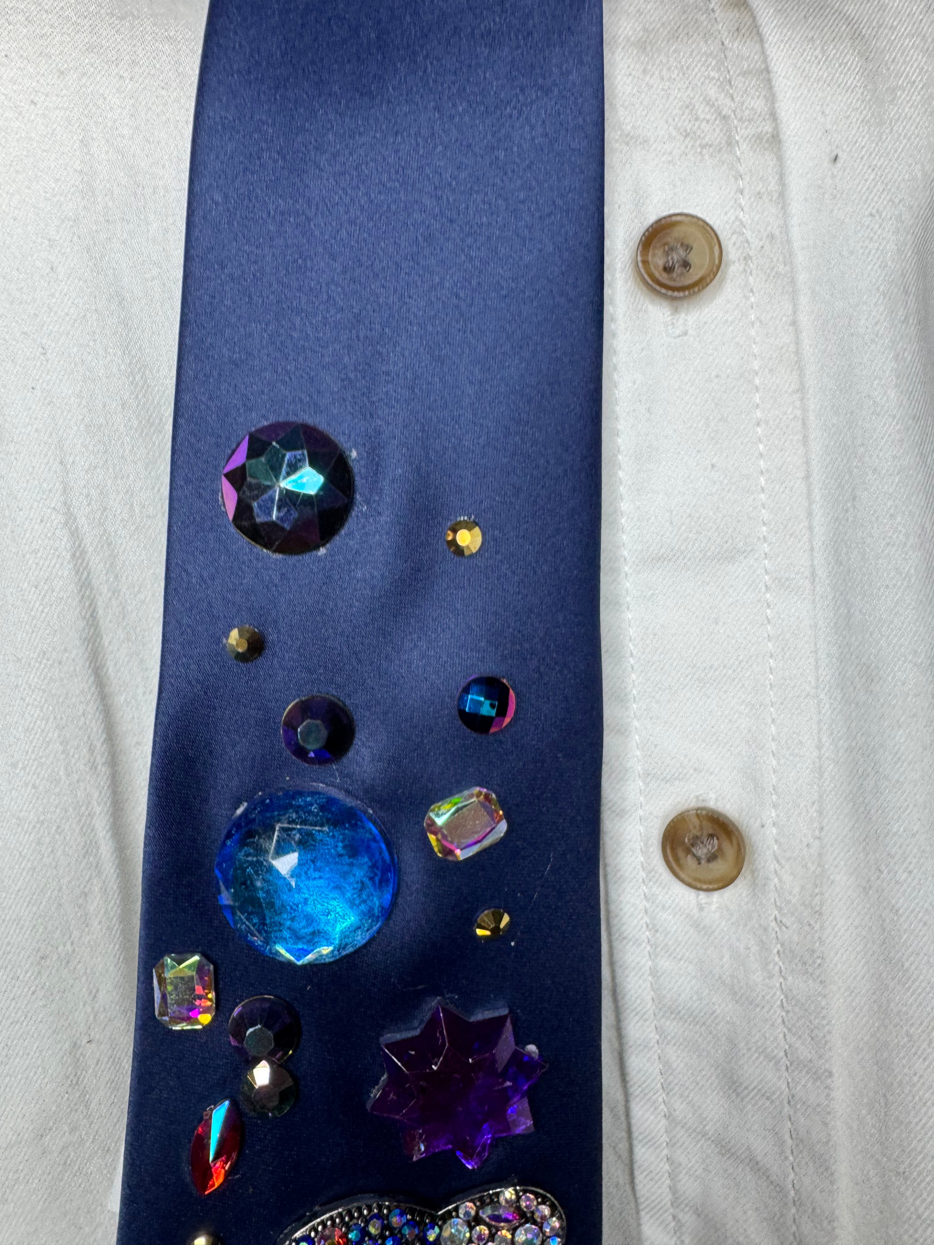 Navy Blue Kirby on Star Leaving Rainbow Stardust Anime Tie