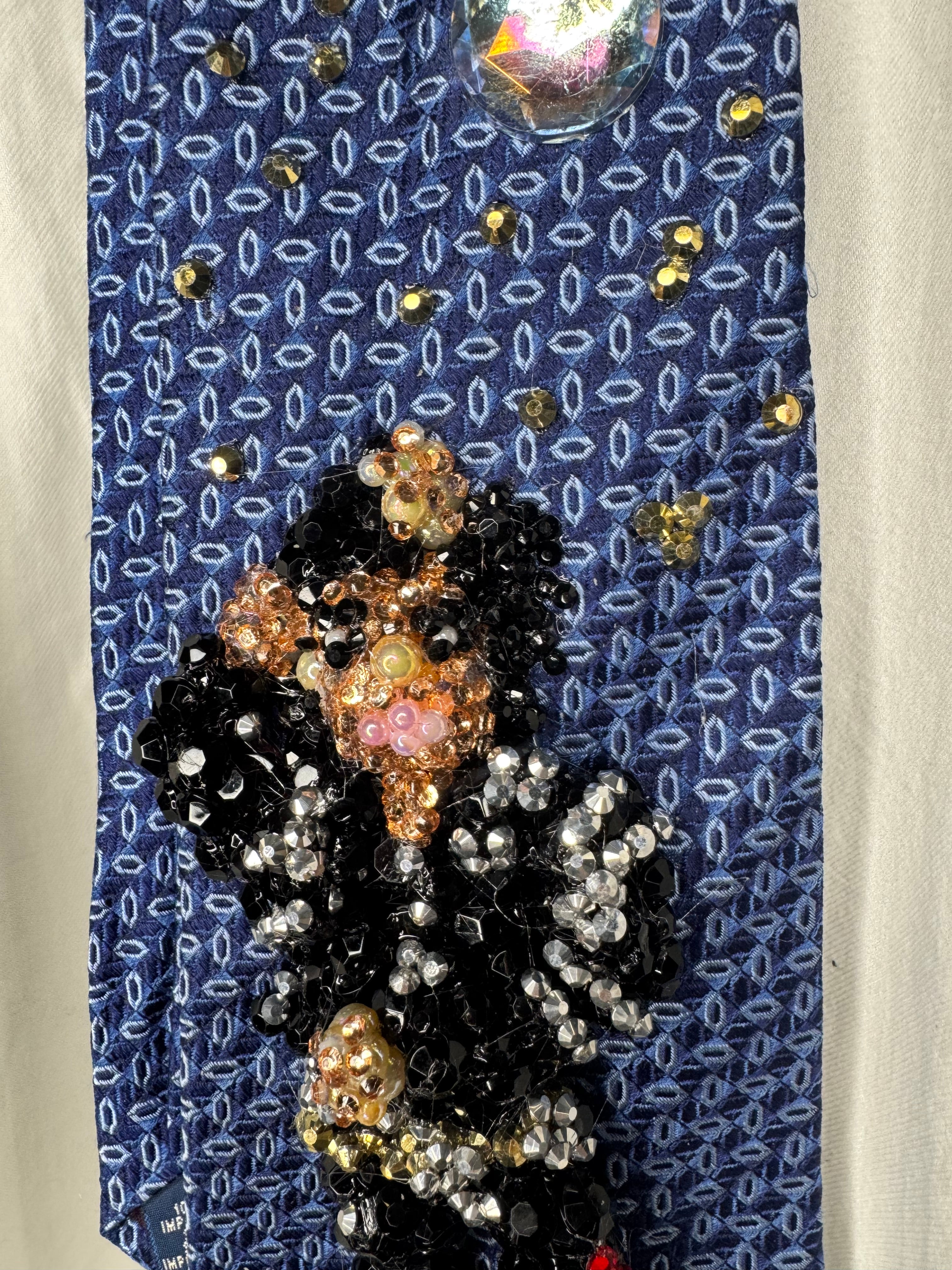 Navy Blue Michael Jackson Arms Over Face and Chest Pose Bad Music Video Tie