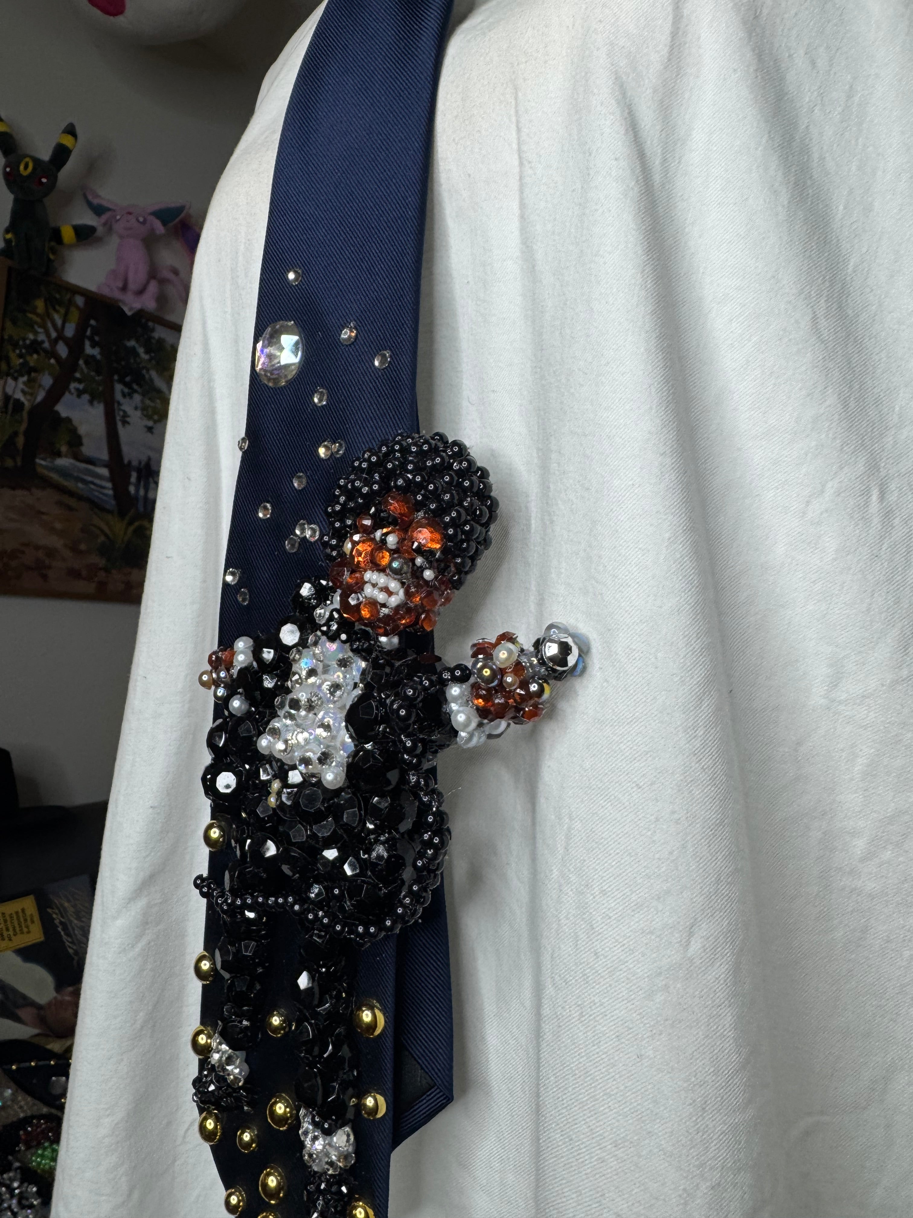 Navy Blue Michael Jackson Pointing Mic to Crowd Pose DSTYGE Destiny Tour 1979 Tie