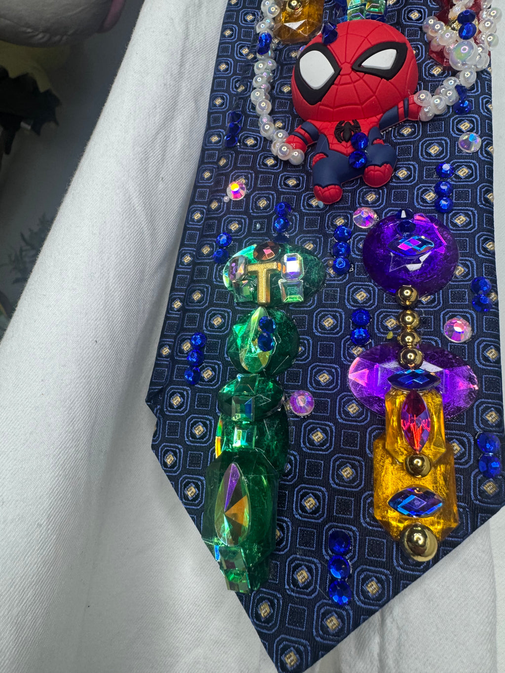 Navy Blue Spiderman Swinging Through City At Night in the Rain Tie