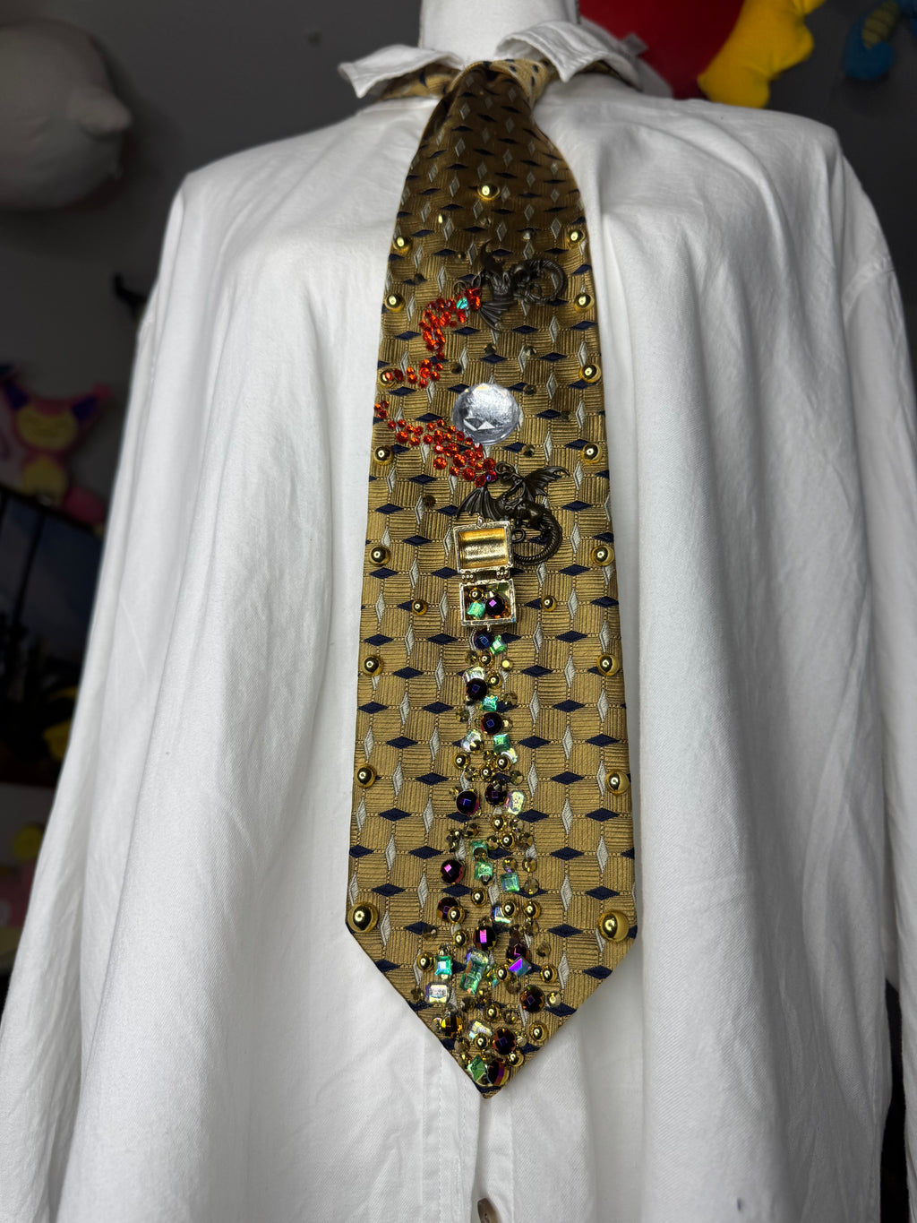 Gold Midnight Dragons and Hidden Treasure Royalty Tie