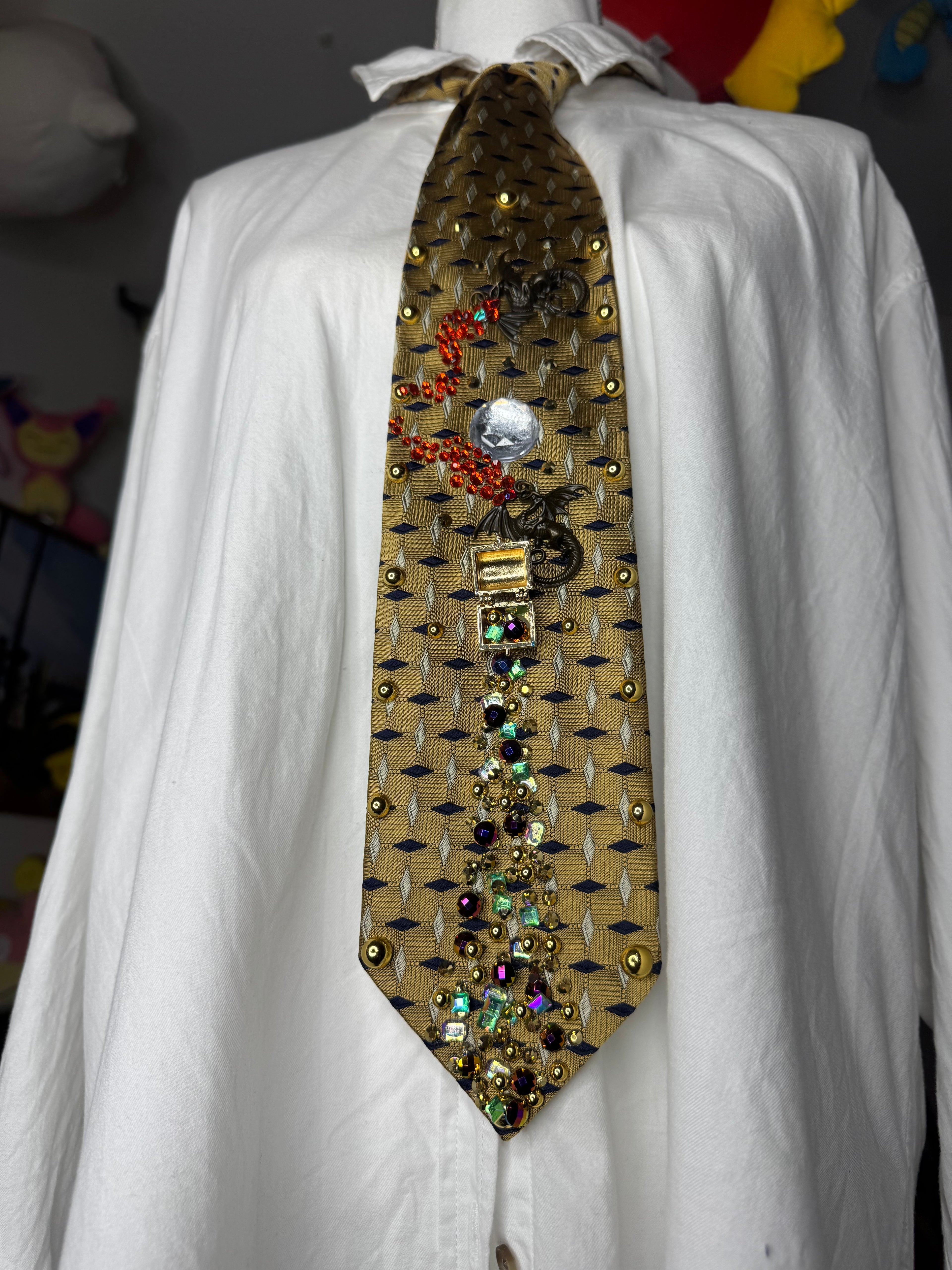Gold Midnight Dragons and Hidden Treasure Royalty Tie