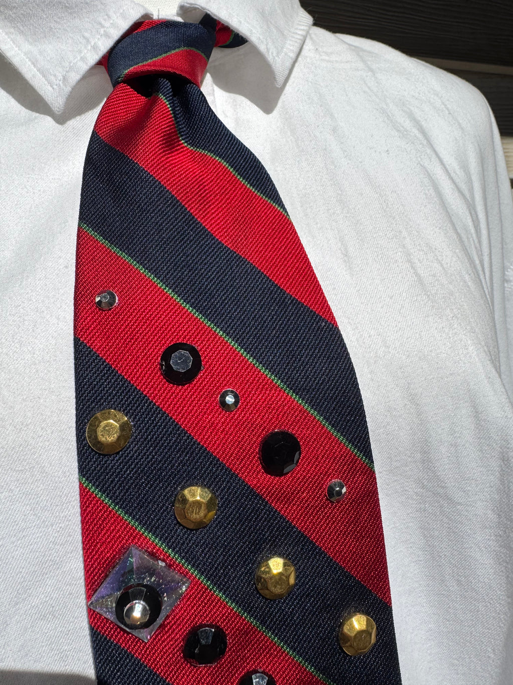 Navy Blue and Red Striped Nautical Royalty Tie