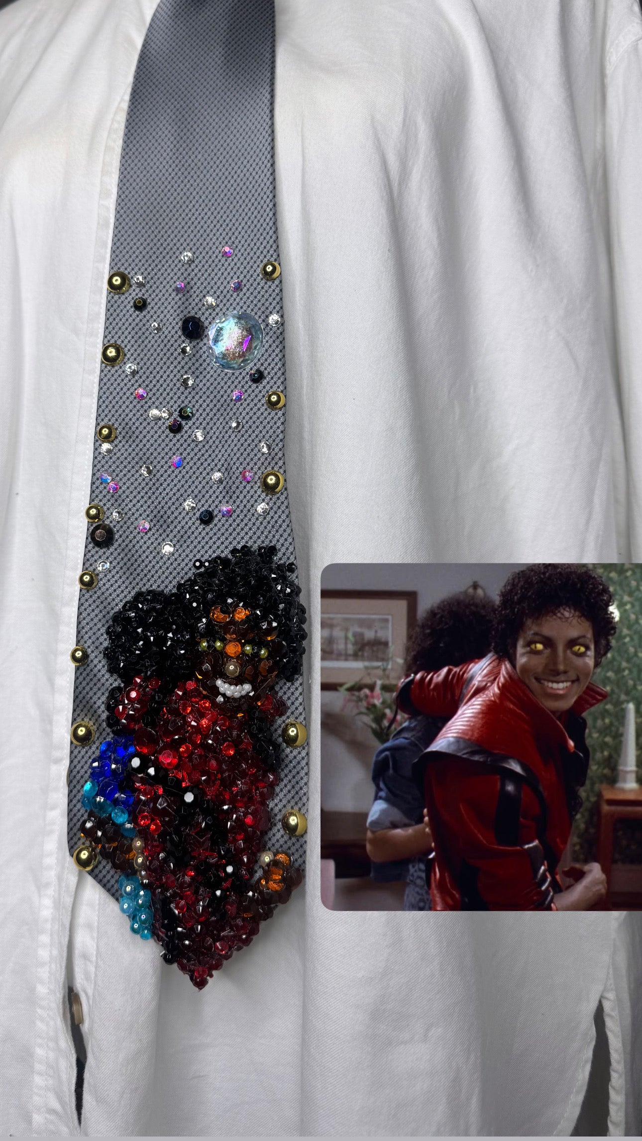 Grey Michael Jackson Yellow Eyes Ending Scene Thriller Music Video Tie