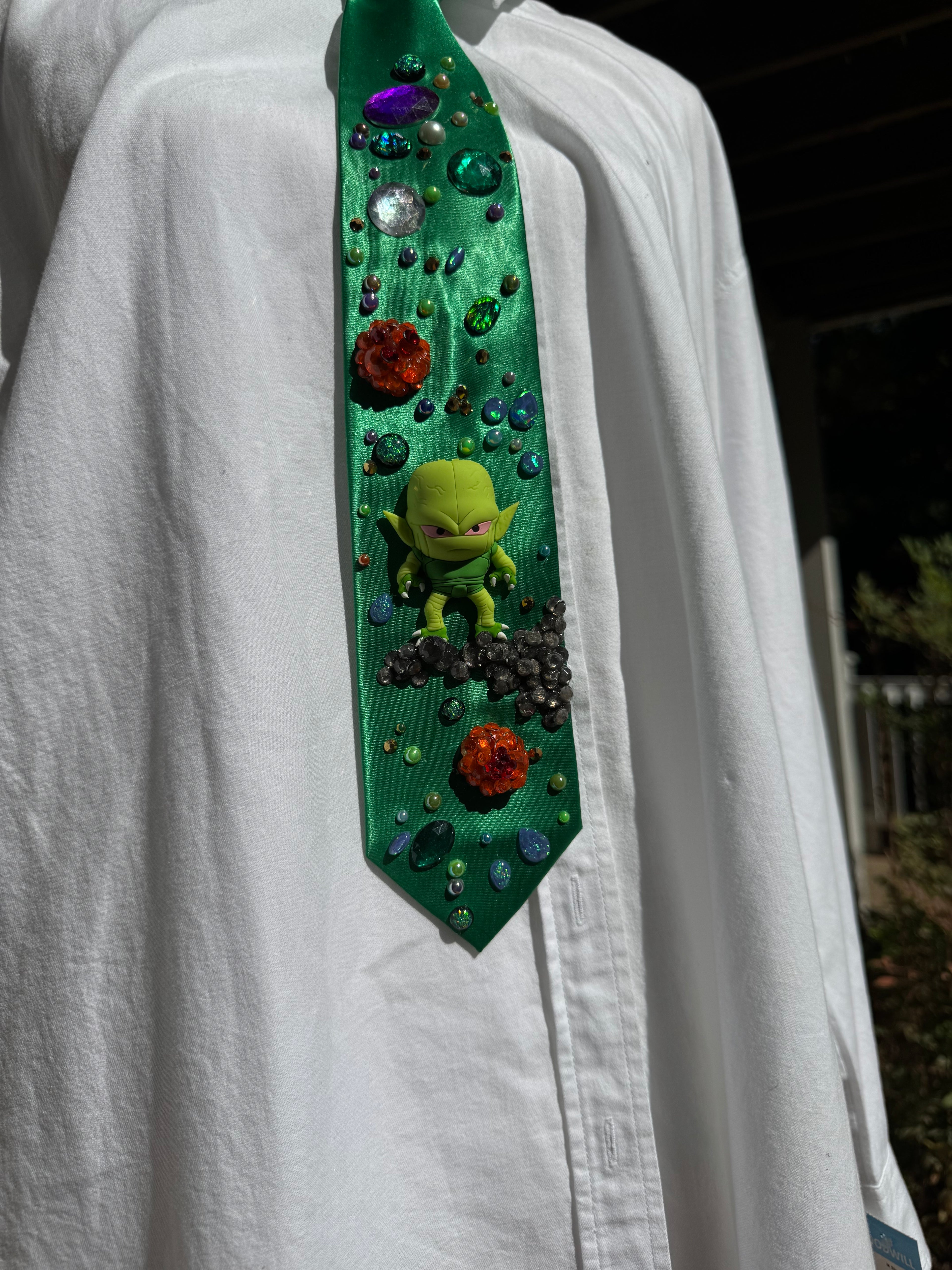 Green Silk Saibaman Aura Farming in Space Dragon Ball Z Tie