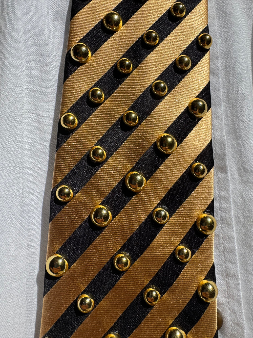 Gold and Black Silk Striped Bumblebee High Class Royalty Nature Tie