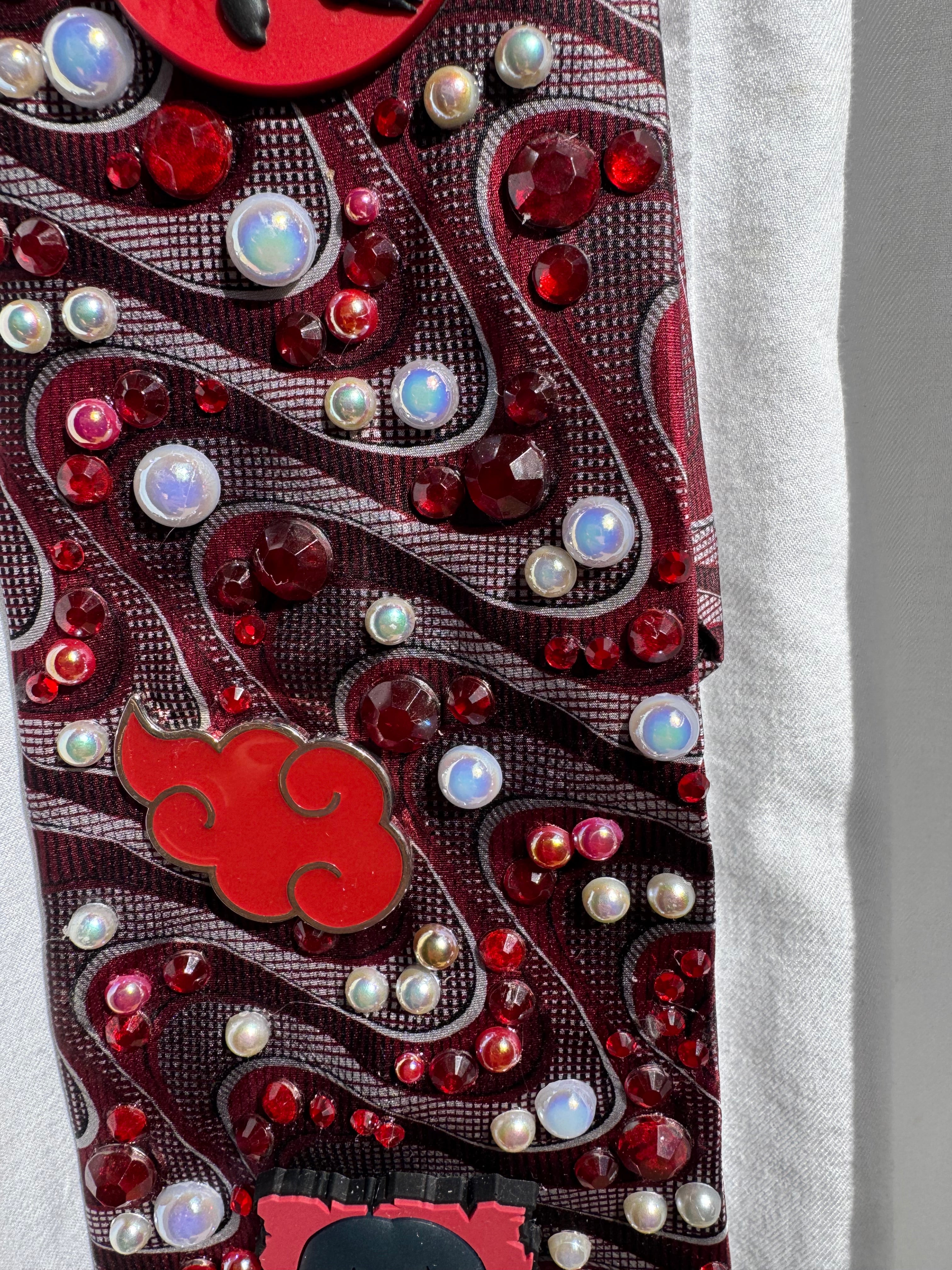 Red Wavy Sasuke Naruto Shippuden Anime Tie