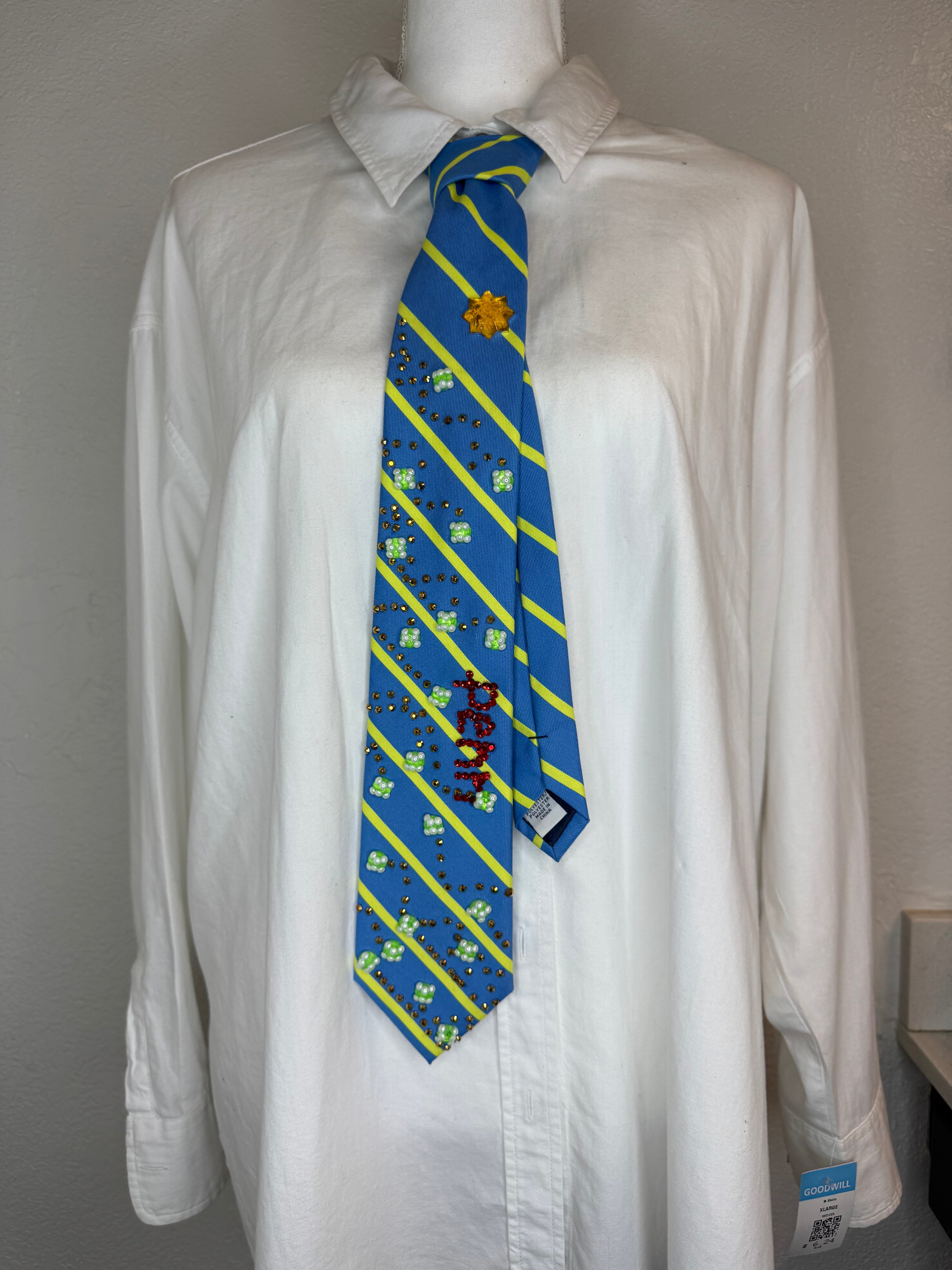 Sky Blue and Neon Green Striped Penn Tennis Balls Tennis Tie