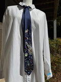 Navy Blue Silk Astronauts and Rocketship Outer Space Royalty Tie