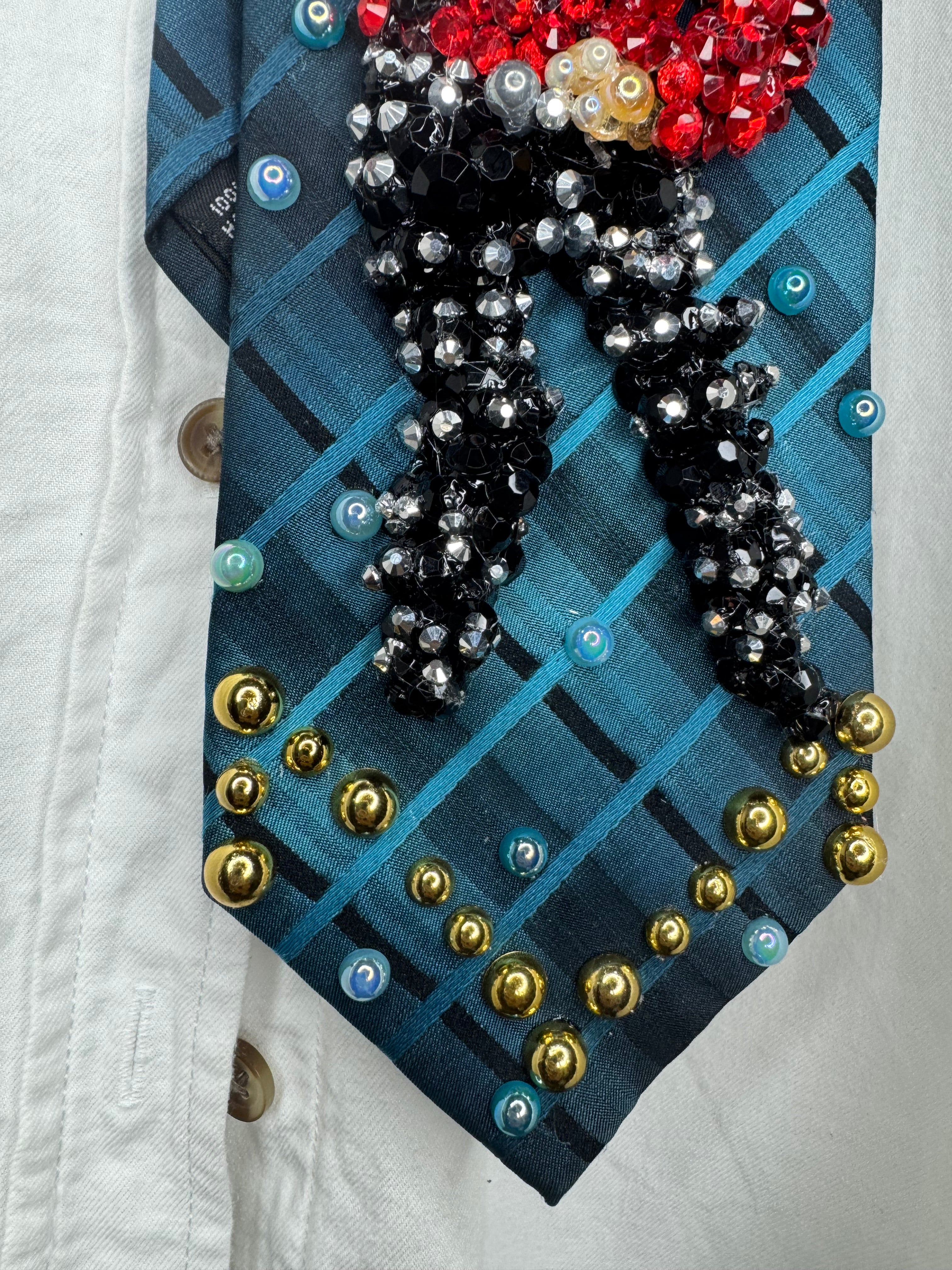 Dark Plaid Turquoise Michael Jackson Hitting Hand Up Wide Leg Pose to Human Nature In Tokyo Red Shirt Bad Tour 1988 Tie