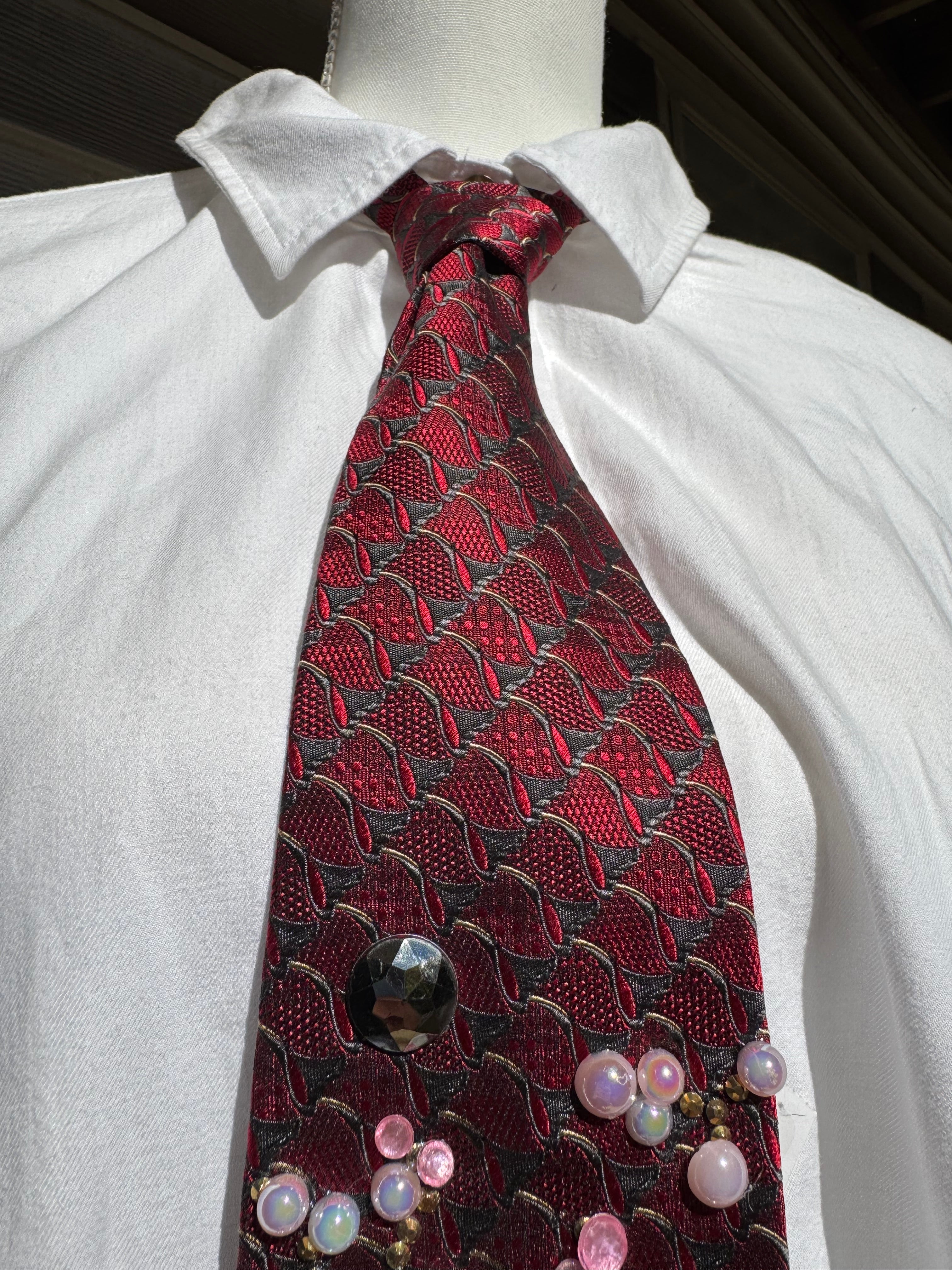 Red Scaled Black Samurai Dragon Royalty Tie
