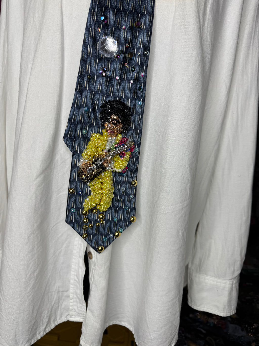 Navy Blue Prince In Full Yellow Outfit & Floral Scarf Performing Live Tie
