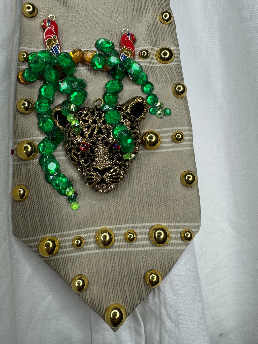 Beige Luxurious Peek of The Safari Nature Royalty Tie