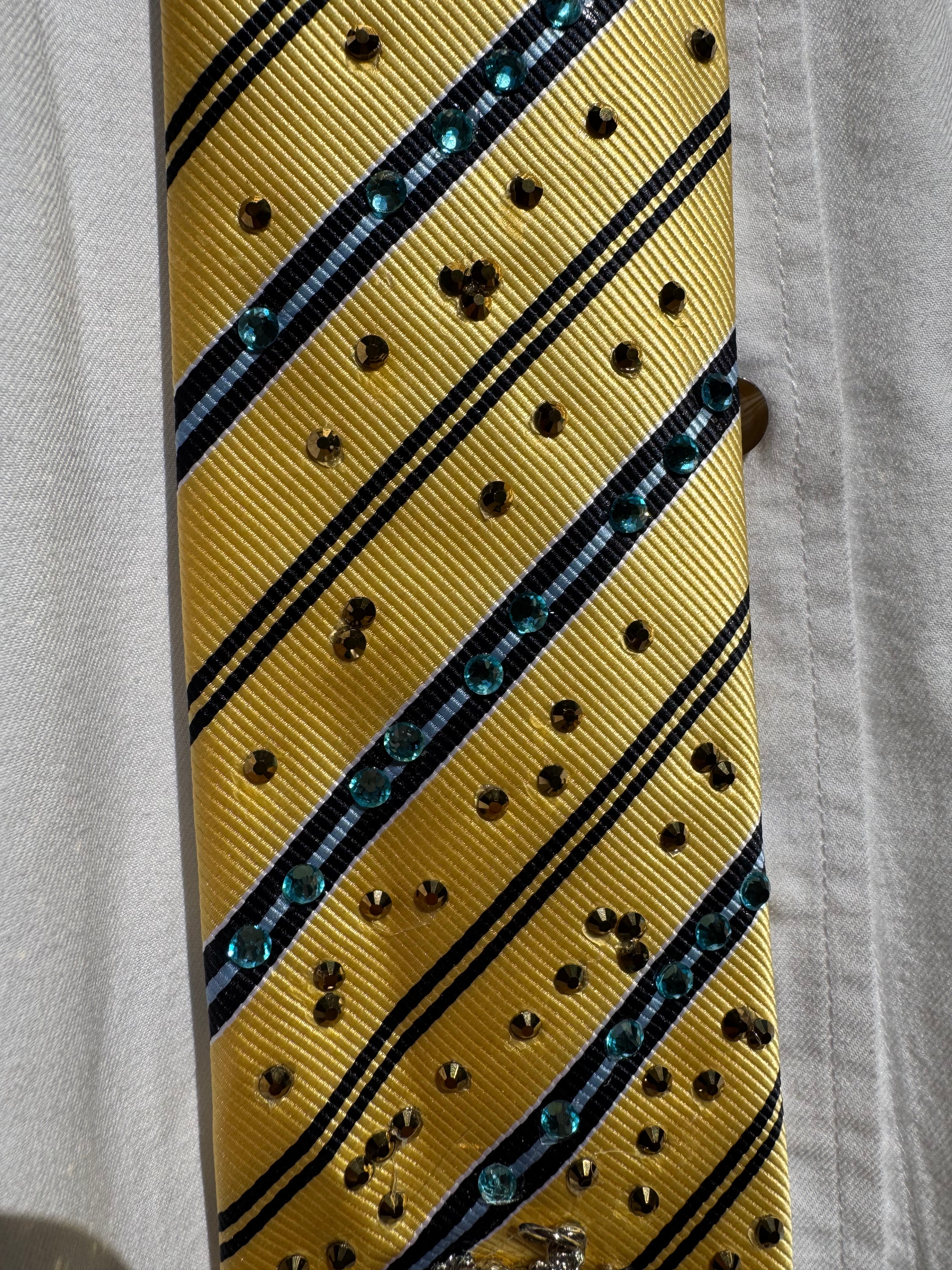 Yellow Striped Pearl Pin Royalty Tie