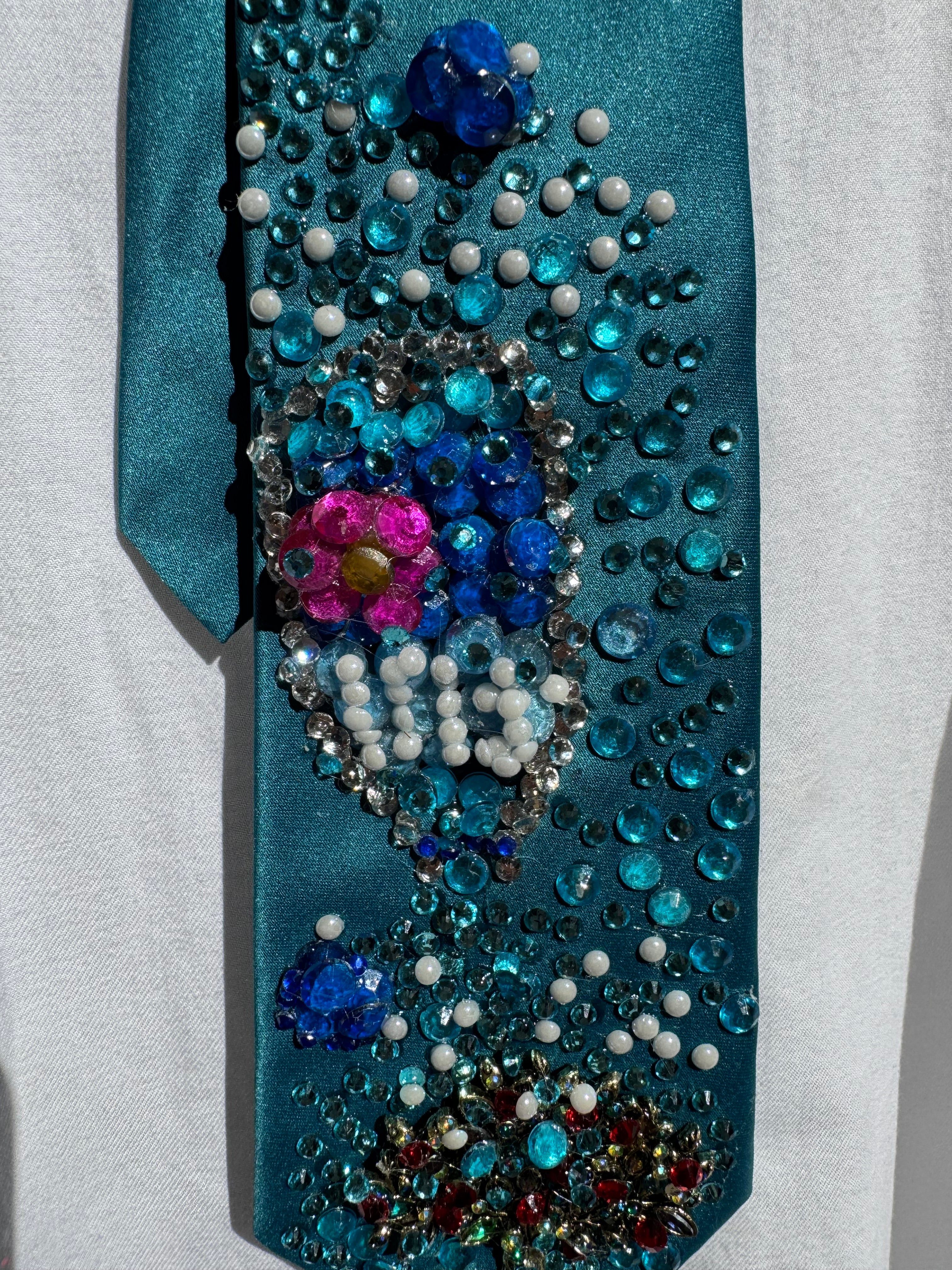 Turquoise Silk Fiji Water Over Fiji Bottle Water Royalty Tie