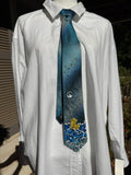 Blue Yellow Diamond Duck Swimming Throwing Water Nature Royalty Tie