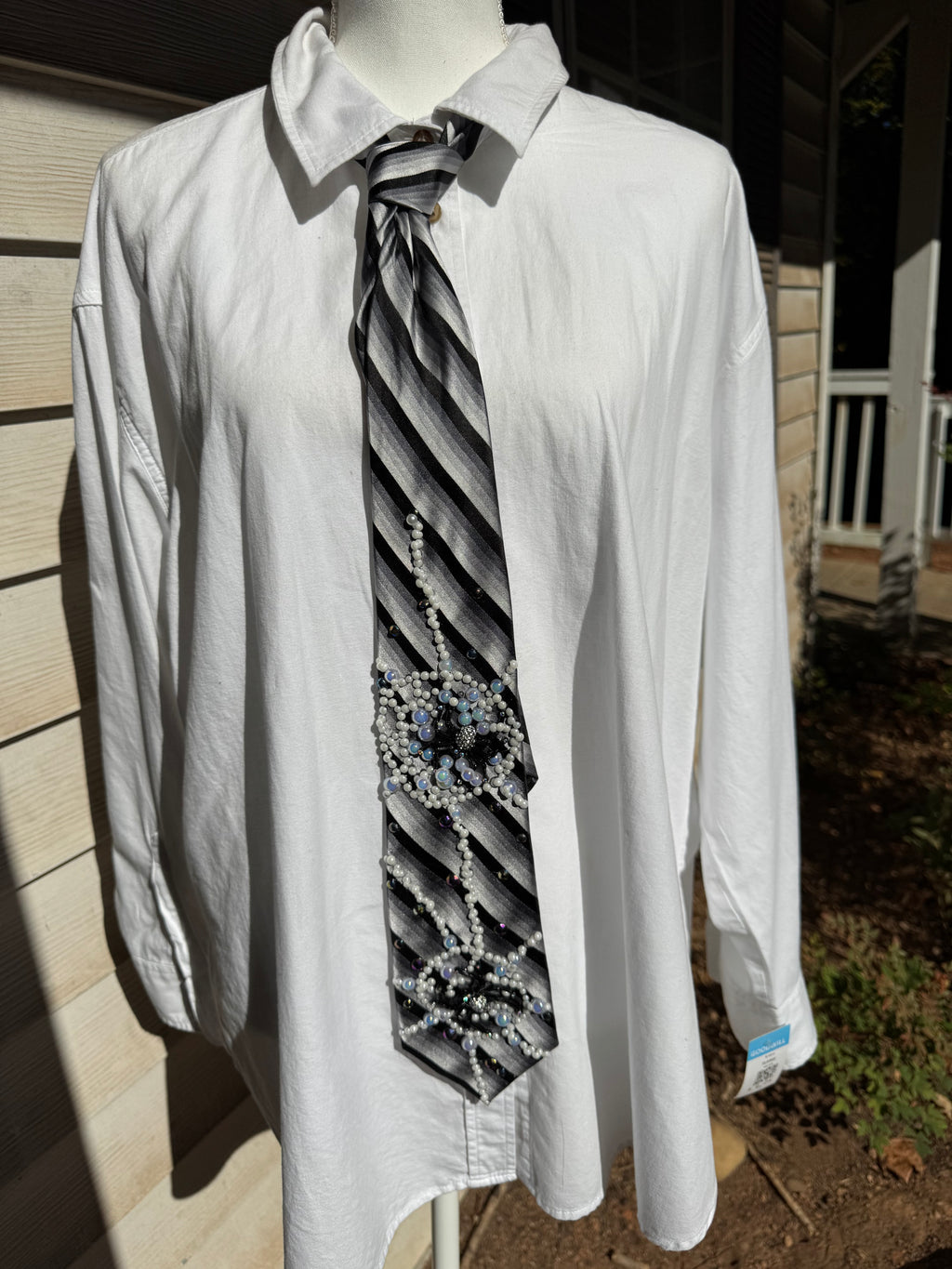 White and Black Striped Spiders Nature Royalty Tie