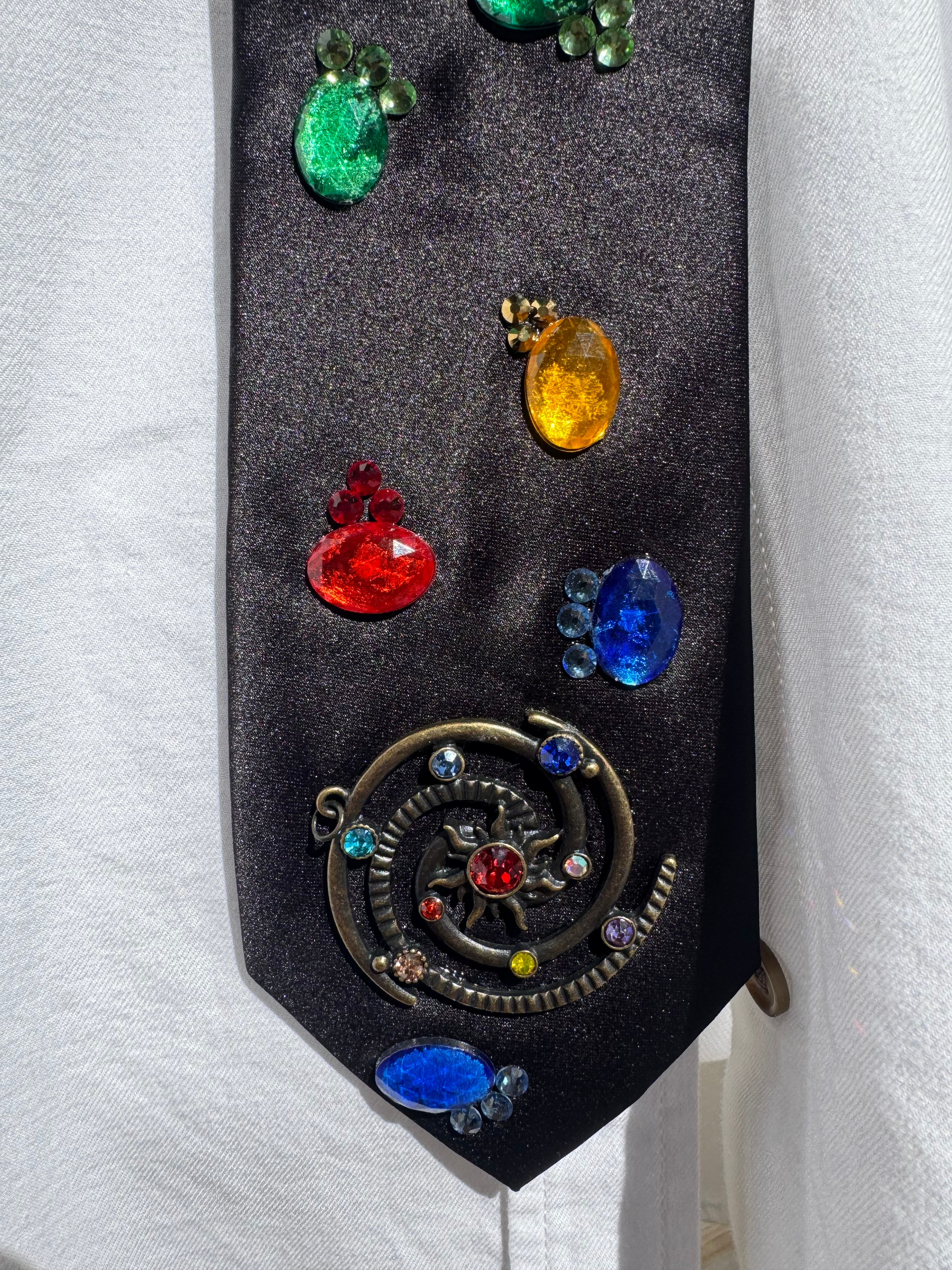 Black Multicolored Space Coding Royalty Space Tie