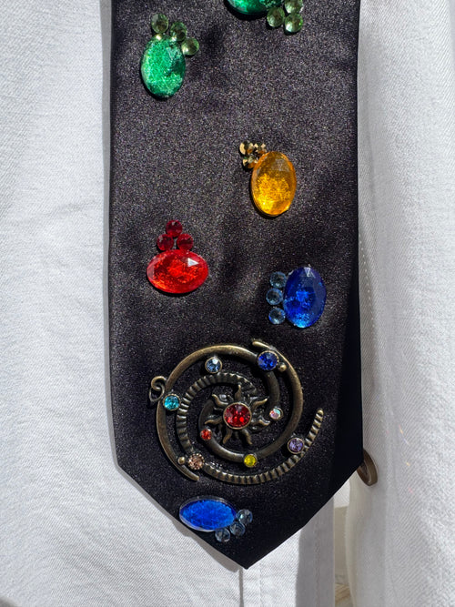 Black Multicolored Space Coding Royalty Space Tie