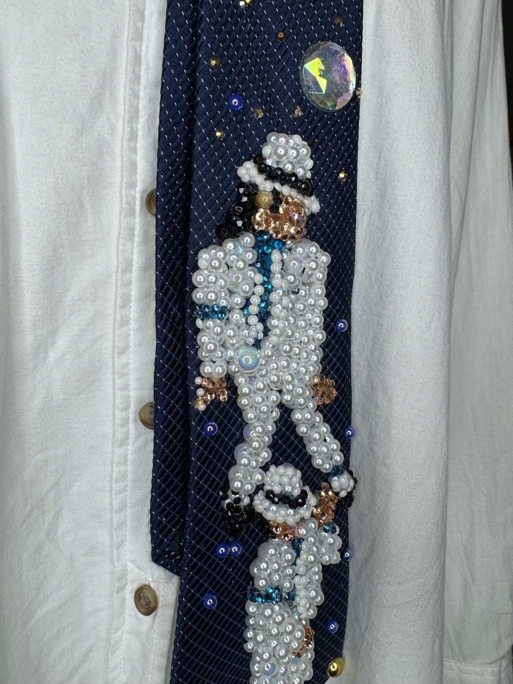 Navy Blue Michael Jackson Double Dance Pose Scene From Smooth Criminal Short Film Tie