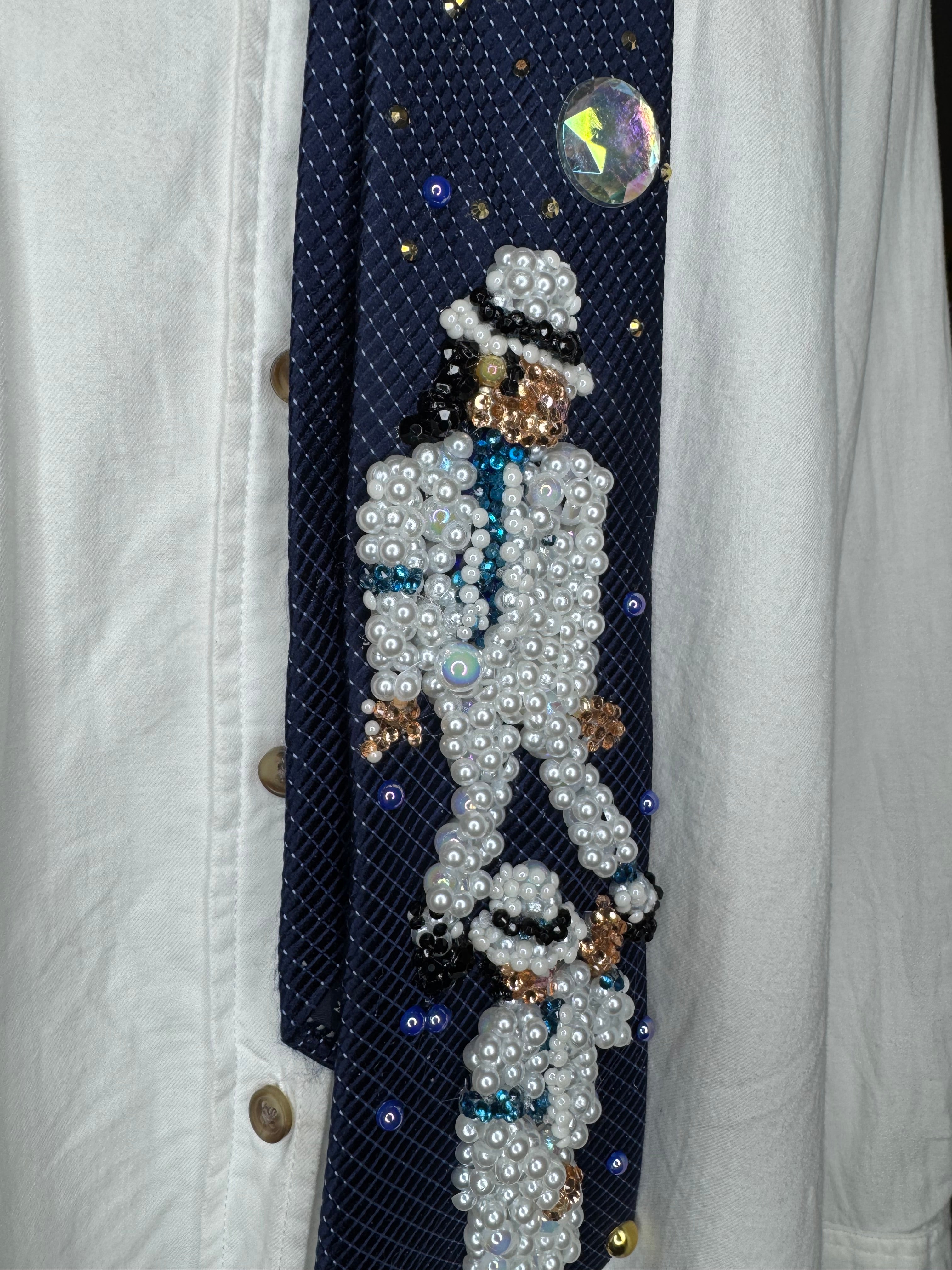 Navy Blue Michael Jackson Double Dance Pose Scene From Smooth Criminal Short Film Tie