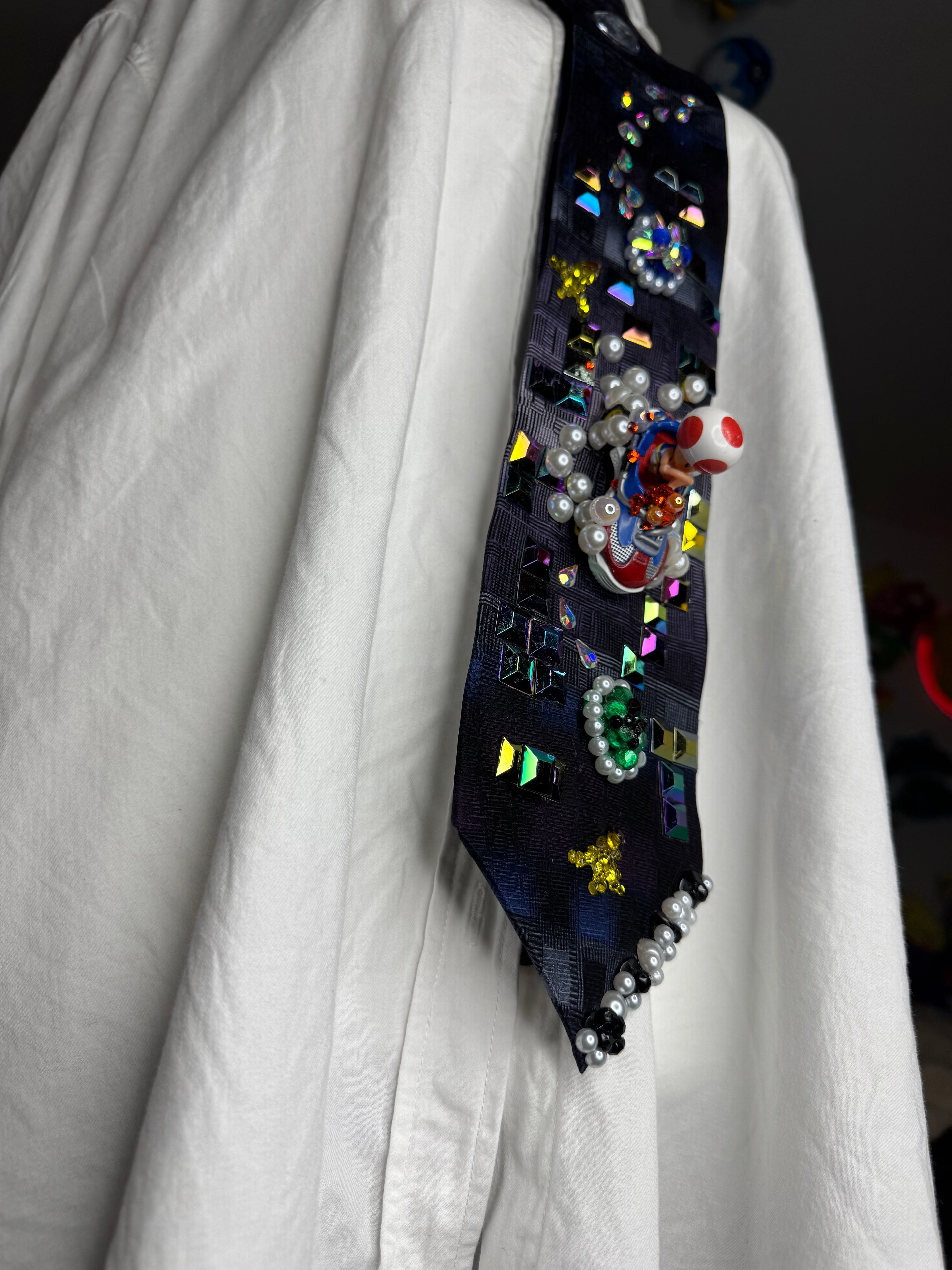 Purple and Blue Toad Dodging Blue Shell on Tetris Road 200cc Mario Kart Tie