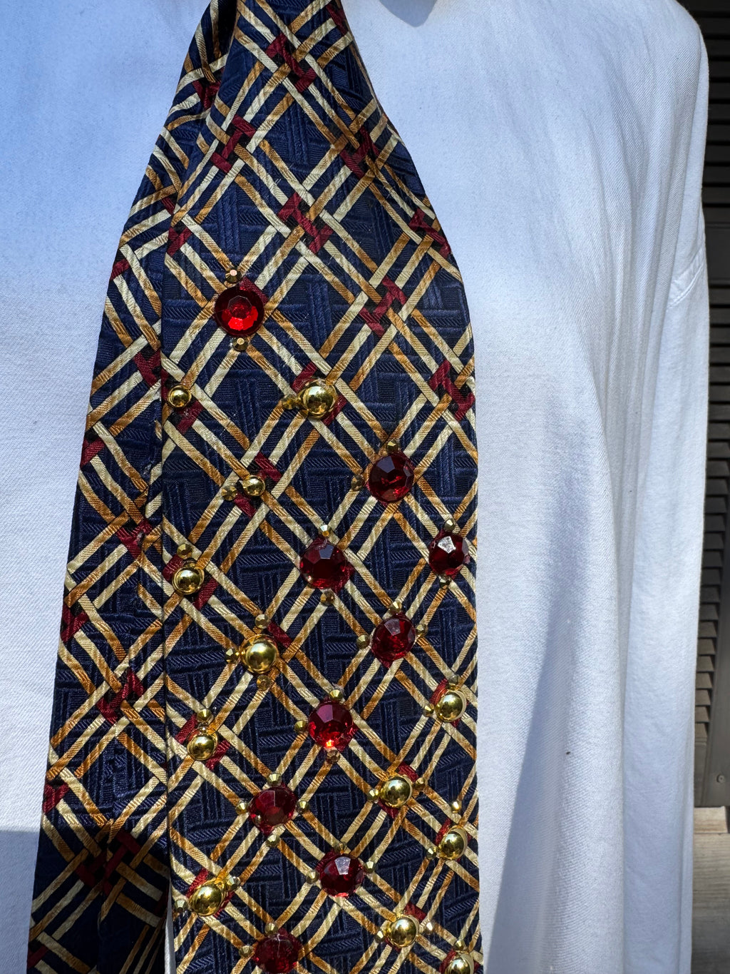 Navy Blue and Gold Striped High Class Royalty Tie
