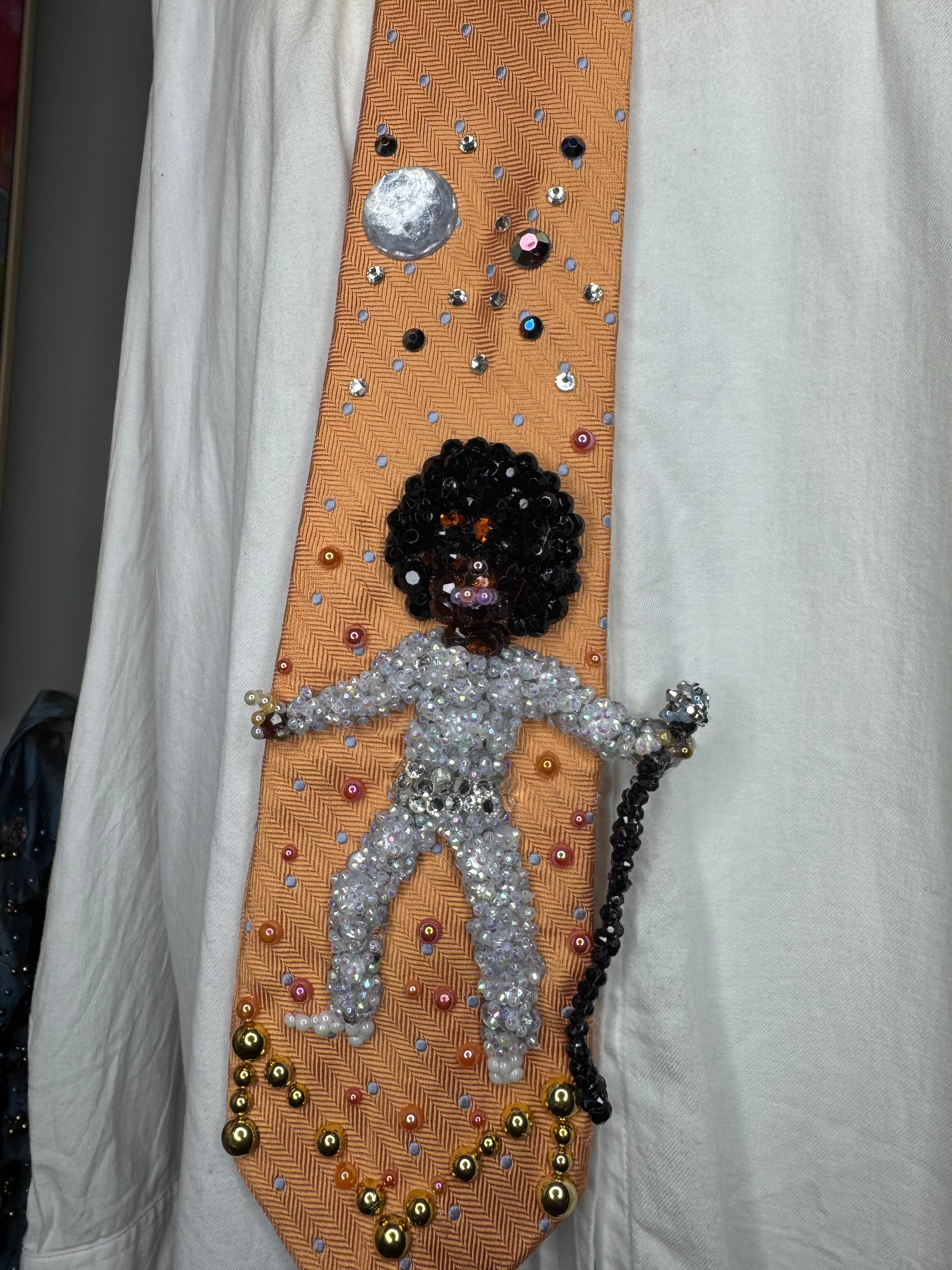 Orange Teen Michael Jackson Hitting Head Shimmy in All White Silver Outfit in London for Destiny Tour 1979 Jacksons Tie