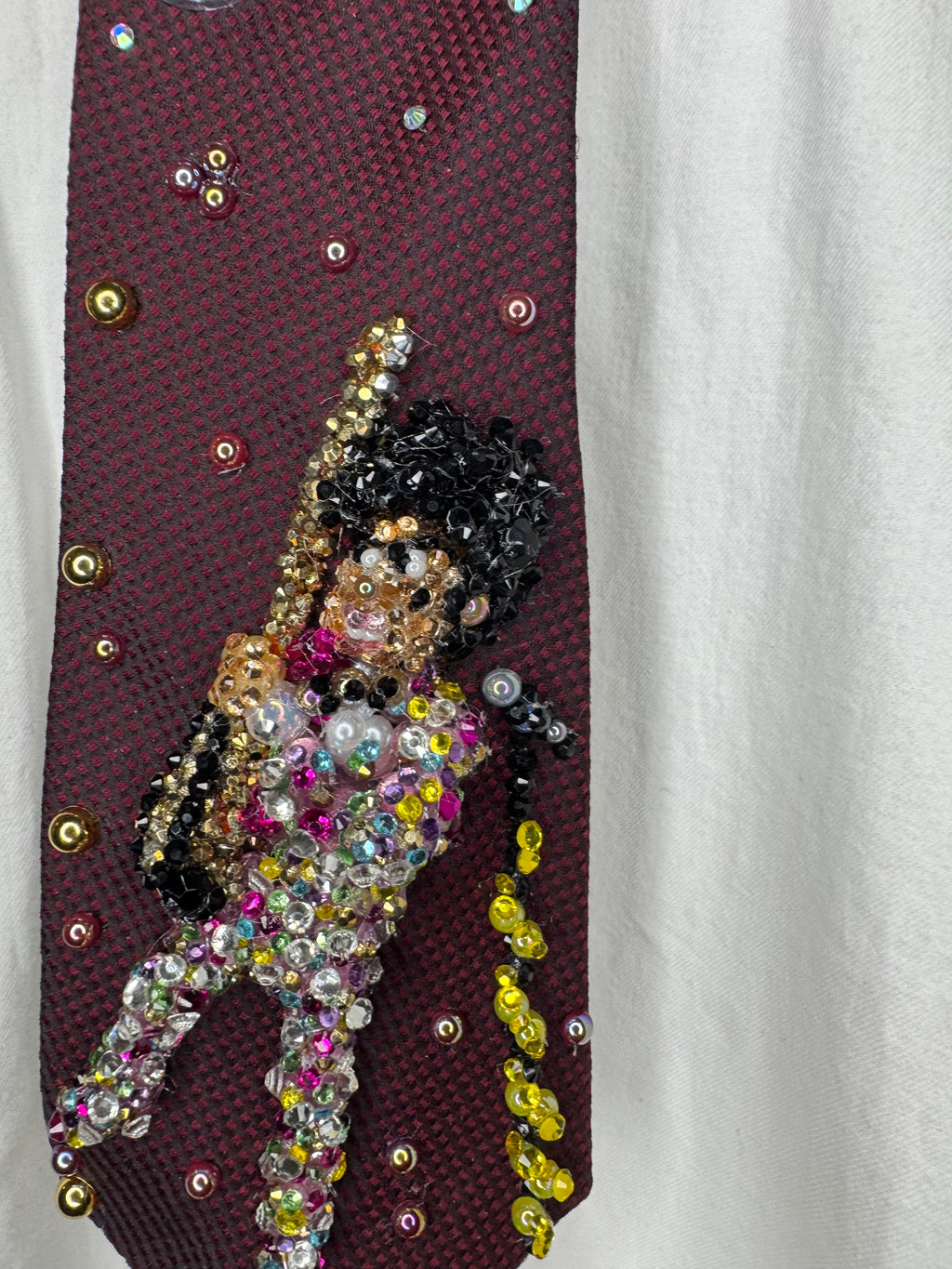 Burgundy Prince Rocking Guitar Jumping in the Air in Full Colorful Spotted Outfit Live Tie