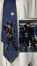 Navy Blue Michael Jackson Arms Over Face and Chest Pose Bad Music Video Tie