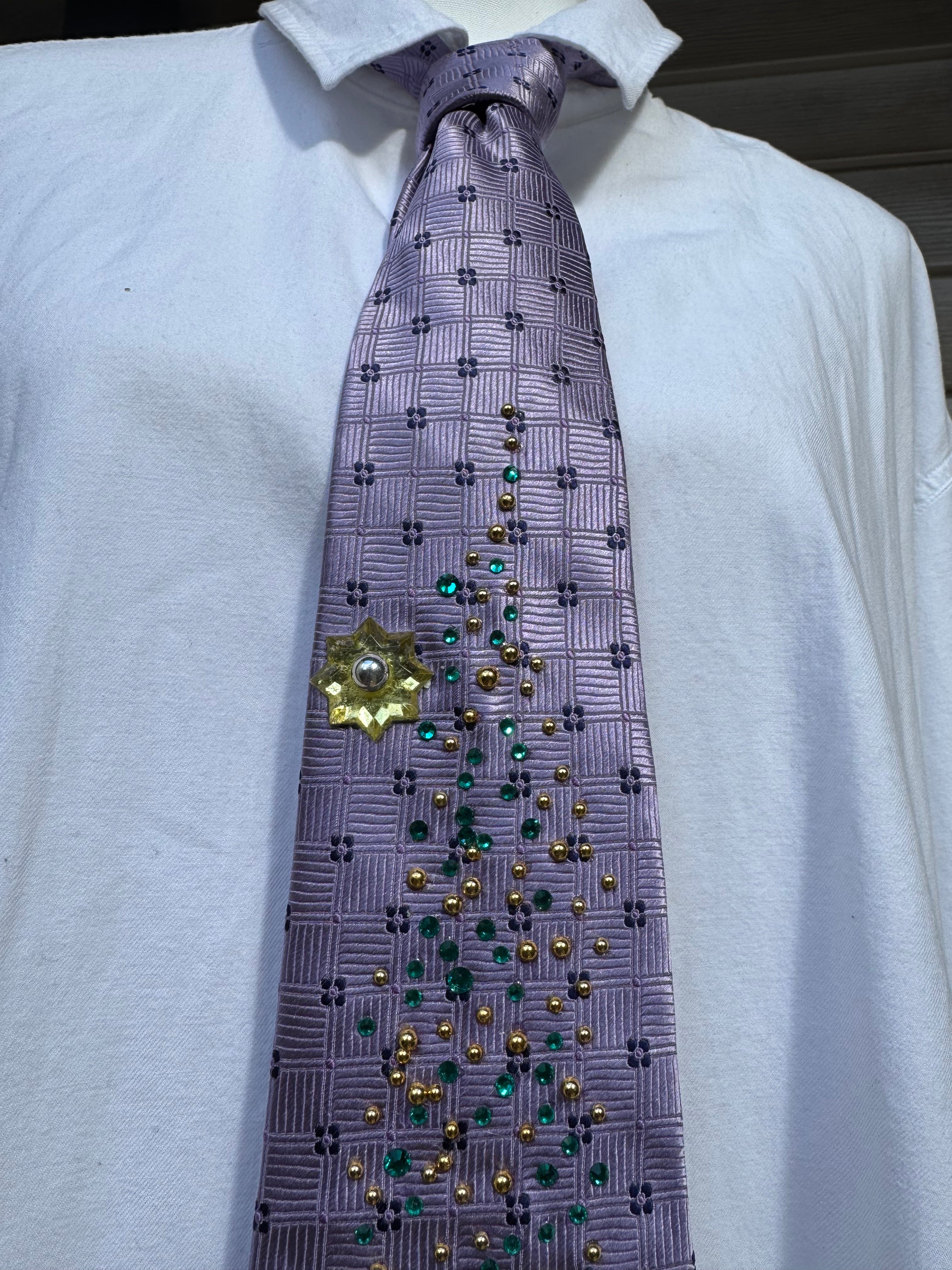 Purple Dark Magical Purple Dragon Spitting Flames Royalty Tie