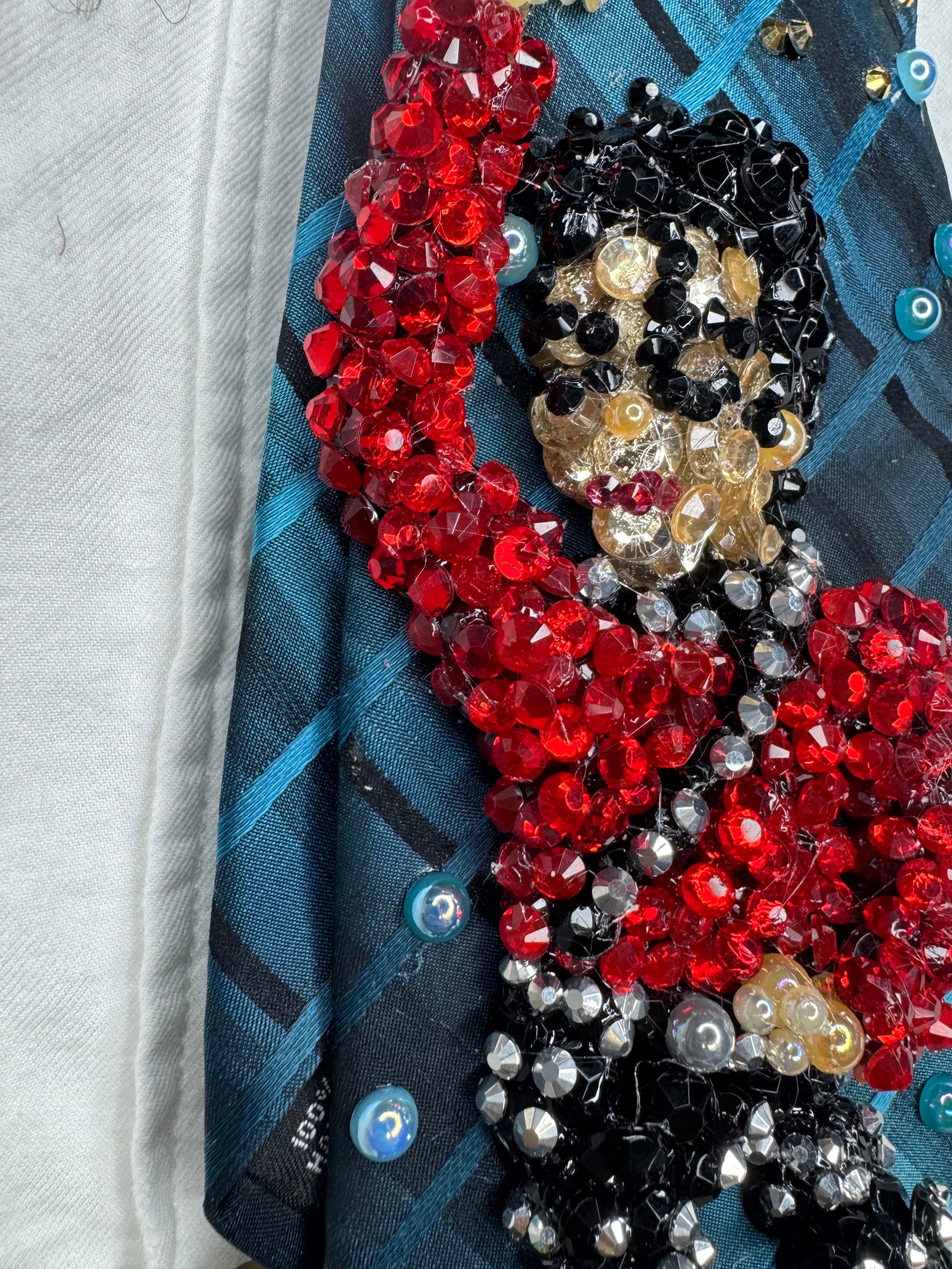 Dark Plaid Turquoise Michael Jackson Hitting Hand Up Wide Leg Pose to Human Nature In Tokyo Red Shirt Bad Tour 1988 Tie