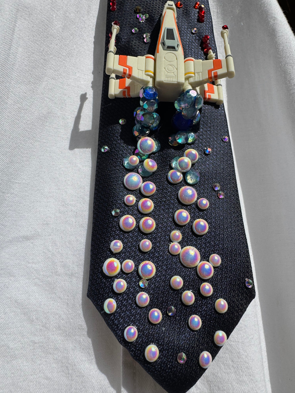 Navy Blue X Wing Starfighter in Combat Star Wars Tie