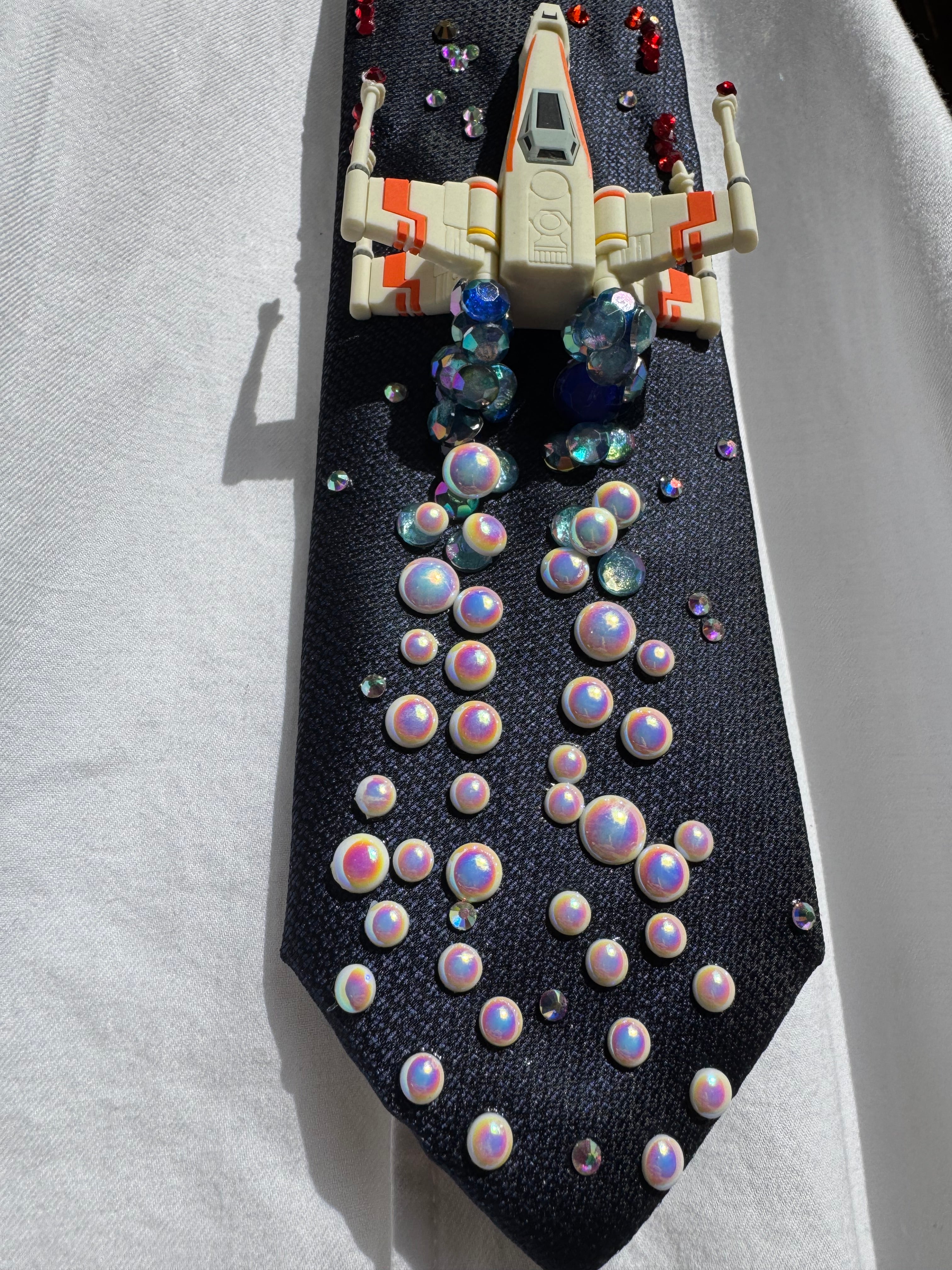 Navy Blue X Wing Starfighter in Combat Star Wars Tie