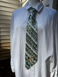 Light Green and White Striped Anchored Nautical Royalty Tie