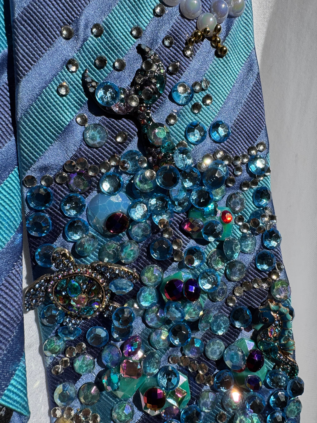 Blue Striped Beachside Ocean View Nature Royalty Tie