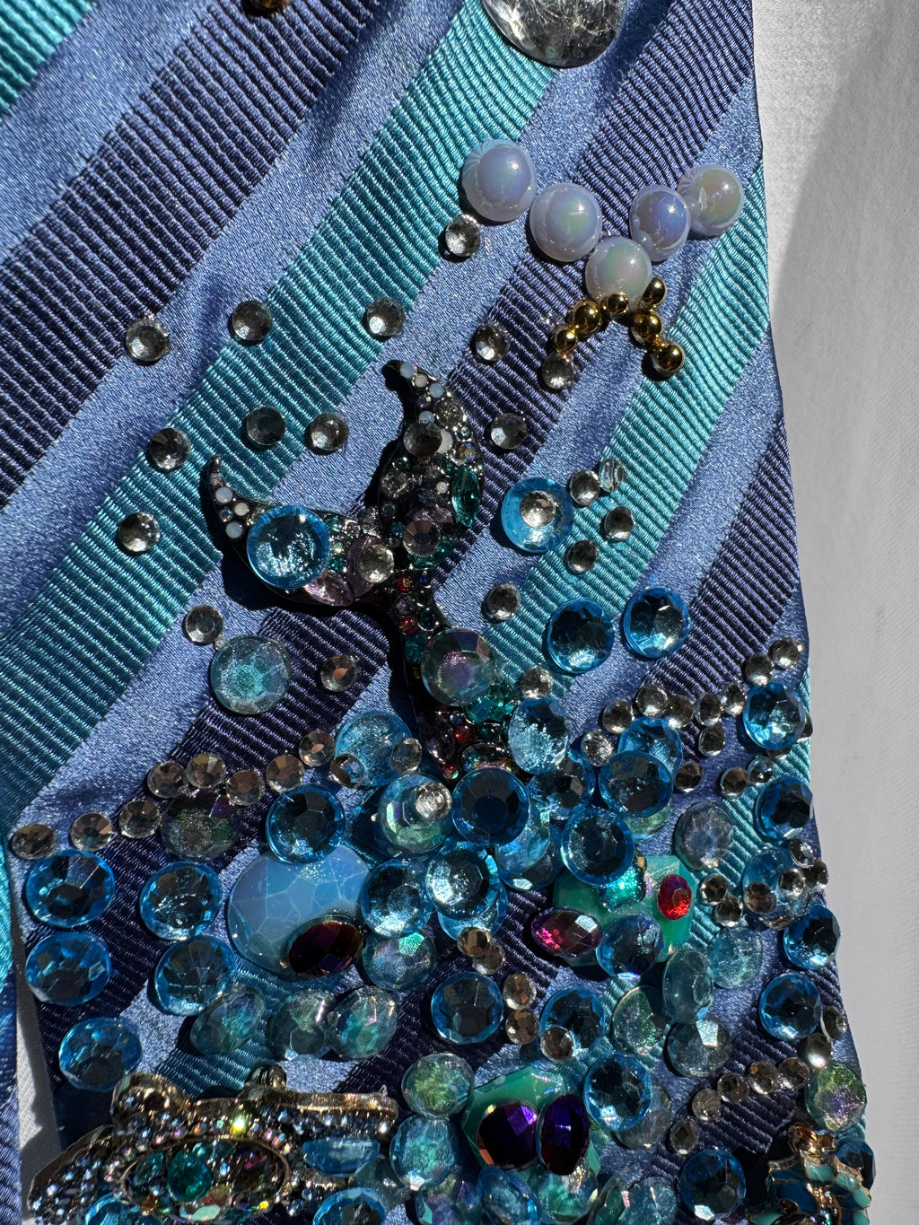 Blue Striped Beachside Ocean View Nature Royalty Tie